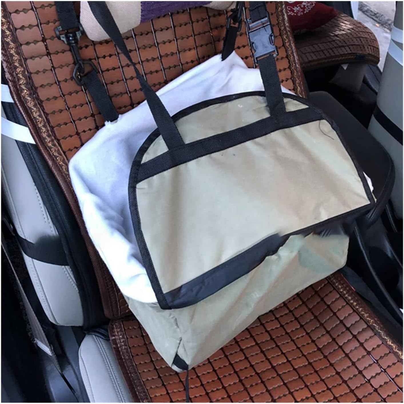 Dog Car Seat Cover Dog Car Seat Cover Folding Hammock Pet Back Bag Carry Small Dog Transport Dog Hammock(Color:Beige,Size:With Zipper)