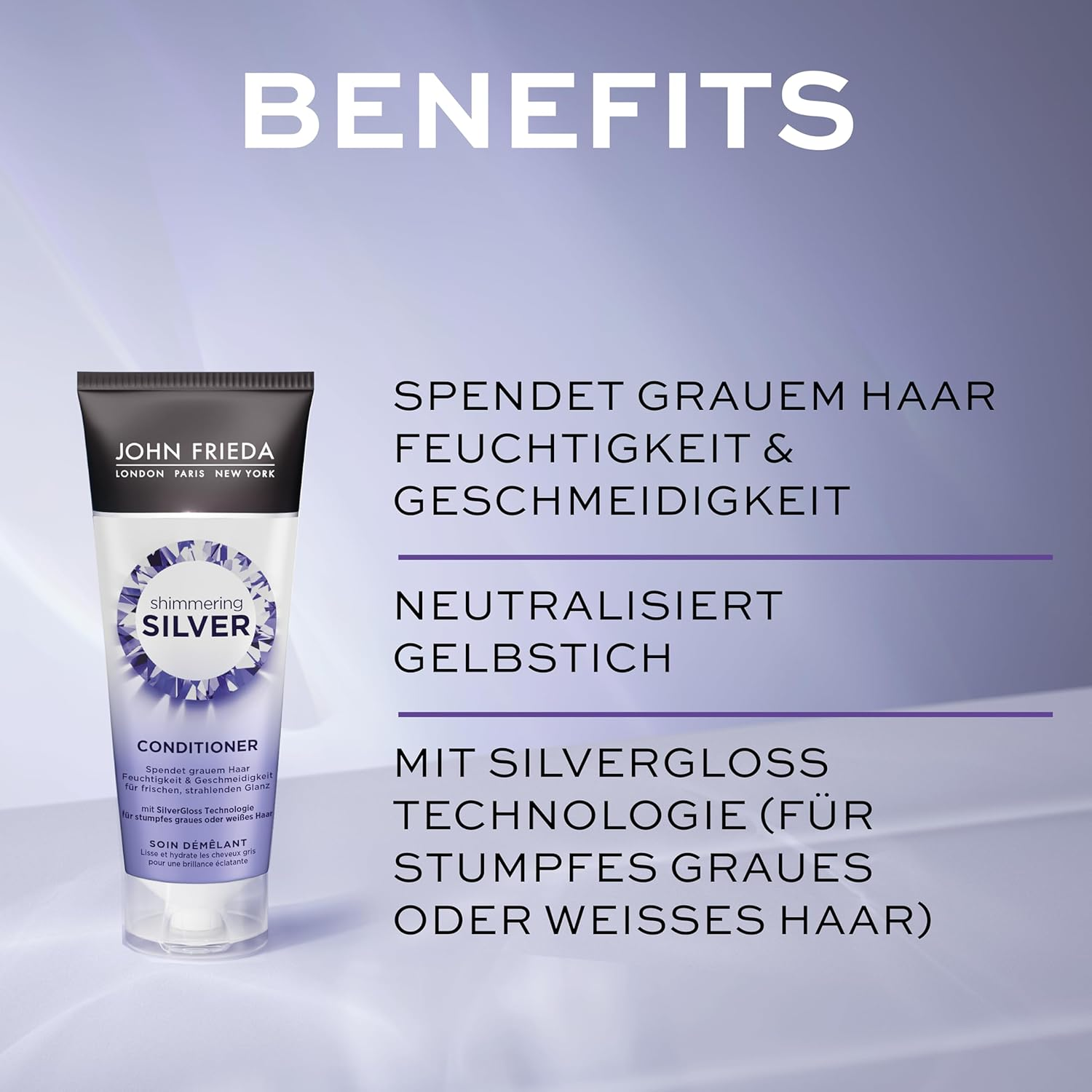 John Frieda Shimmering Silver Conditioner &ndash; Conditioner &ndash; Volume: 250 Ml &ndash; Moisturises Grey Hair image number 6