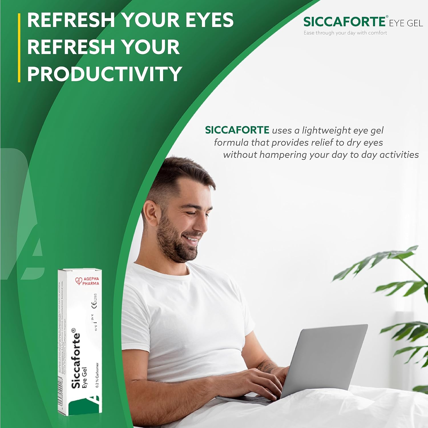 Siccaforte Intensive Dry Eye Gel with Carbomer | Corneal Gel & Eye Lubricant | Hydrate Dry Eyes | Relief against Irritated and Sore Eyes | Day Time Use image number 5