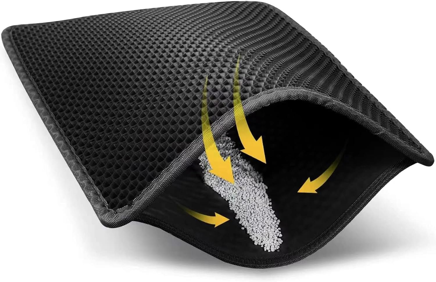 Mumoo Bear 60 X 45Cm Big Cat Litter Mat Litter Tray Mat, Double Layer Waterproof Cat Litter Mat Litter Trapping Mat, Honeycomb Design Cat Litter Tray Mat Non-Toxic Nonslip Black image number 2