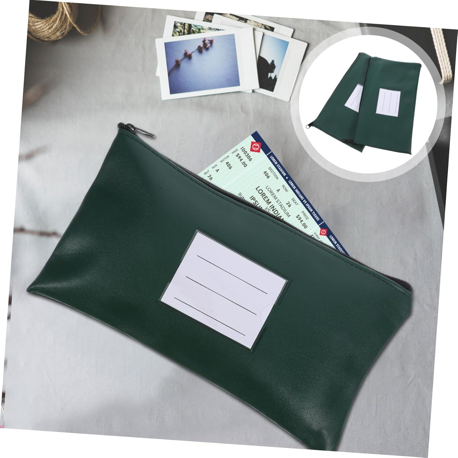 GETAJGHSD 2Pcs Multi-Use File Bag Pu Bill Organizer Zippered Storage Bag for Documents Magazines Cash Receipts