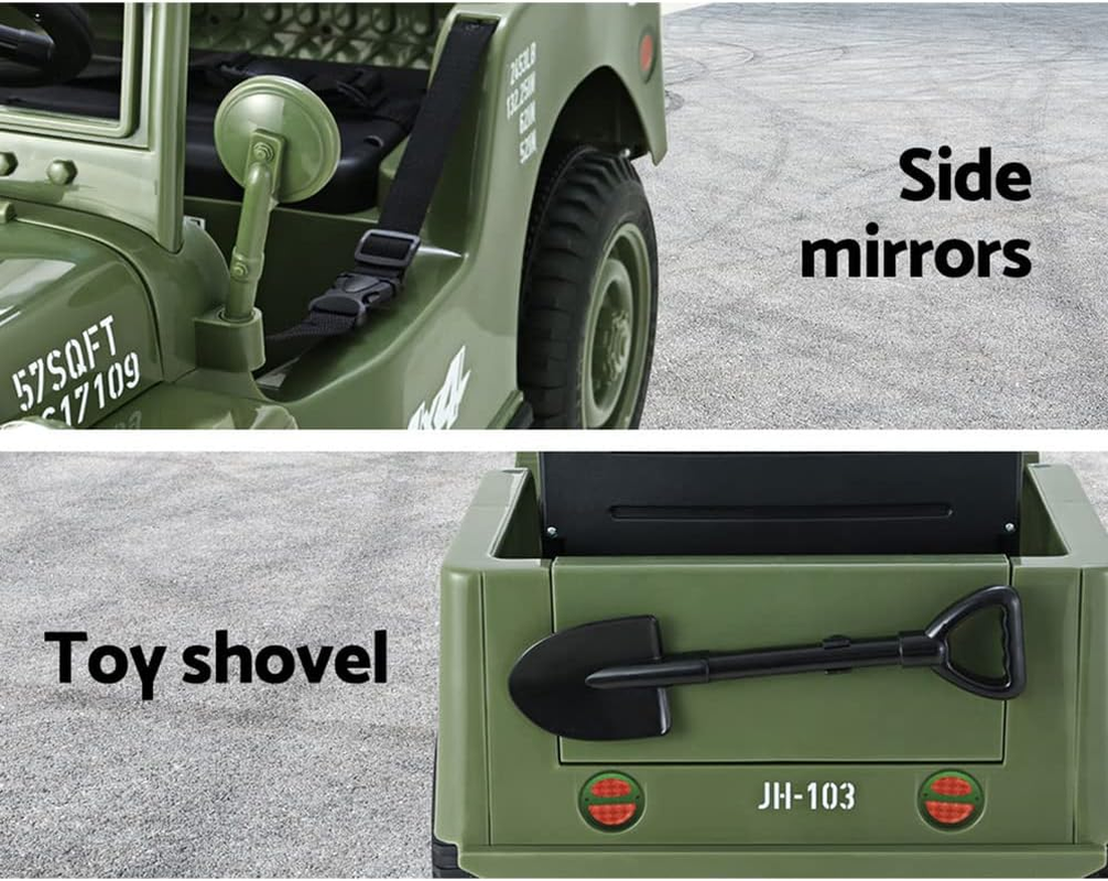 Rigo Kids Ride on Car Jeep, Remote Control 12V Battery Horn Headlight Built-In Music 30Kg Capacity Safety Seat Belt Electric Cars for Toddlers Baby Walkers Little Tikes Rides Kid Toy Olive image number 2