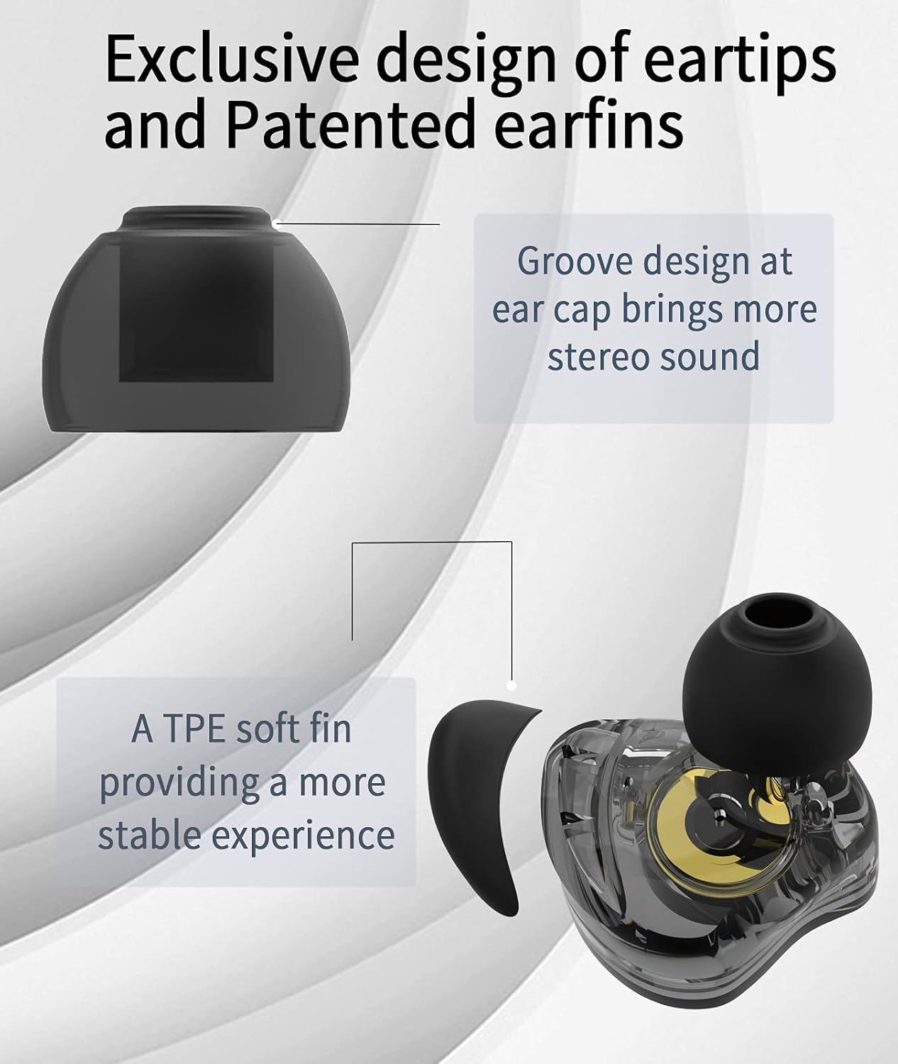 Kinboofi CCZ Melody Wired Headphones, Dynamic Hybrid Dual Driver in Ear Earphones 1BA+1DD Hifi Wired Headphones Musicians IEM Upgrade Deep Bass Suitable for Bass Vocals Pop Folk ACG (With MIC, Black) image number 4