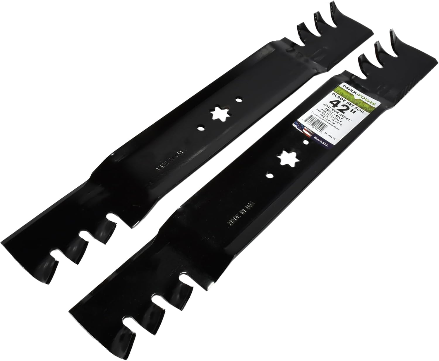 Maxpower 561532XB 2 Blade Commercial Mulching Set for 42" Cut MTD, Cub Cadet, Troy-Bilt Mowers, Replaces OEM No. 942-0616, 742-0616, 942-04126 image number 5