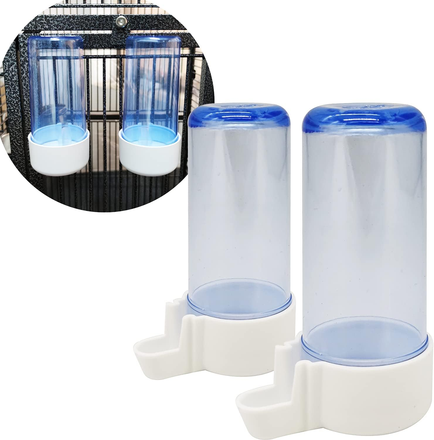 BPS Pack of 2 BPS-15403 Feeding Bowl/Water Bottle for Large Cage for Parrot, Rabbit, Size L, Length 13 Cm