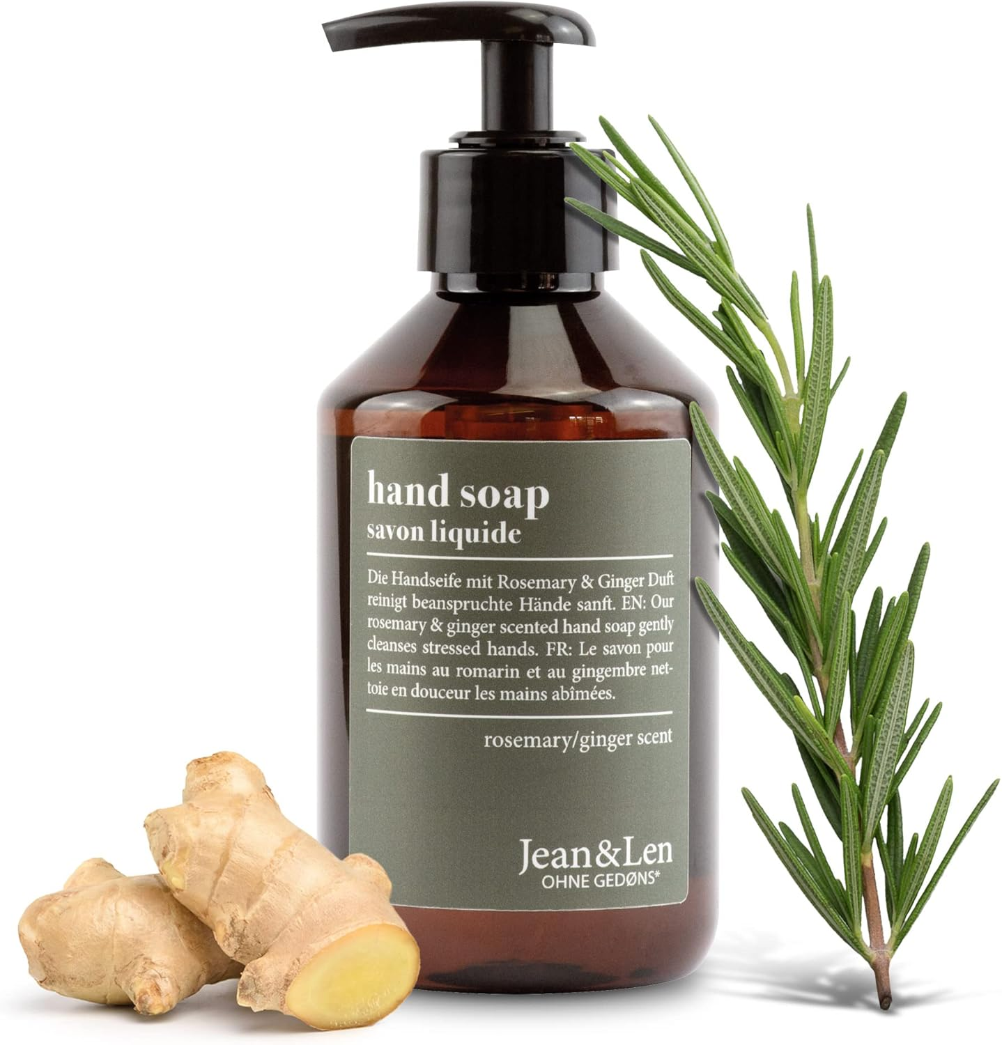 Jean & Len Rosemary & Ginger Hand Soap, Replenishing Effect, Parabens & Silicones, 1 X 250 Ml