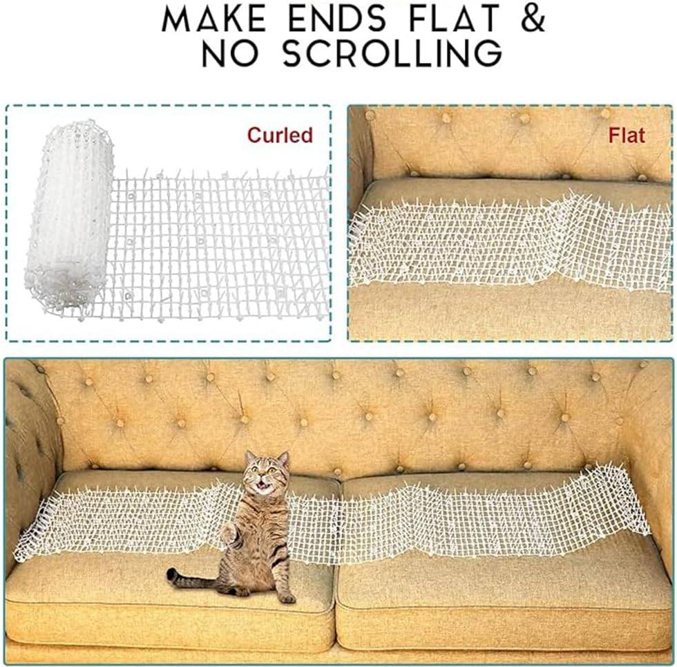 White Cat Repellent Outdoor Scat Mat,Household Garden Prickle Strip, anti Cat Dog Repellent Deterrent Spike Mat, Keep Pet off Couch Furniture Garden image number 4