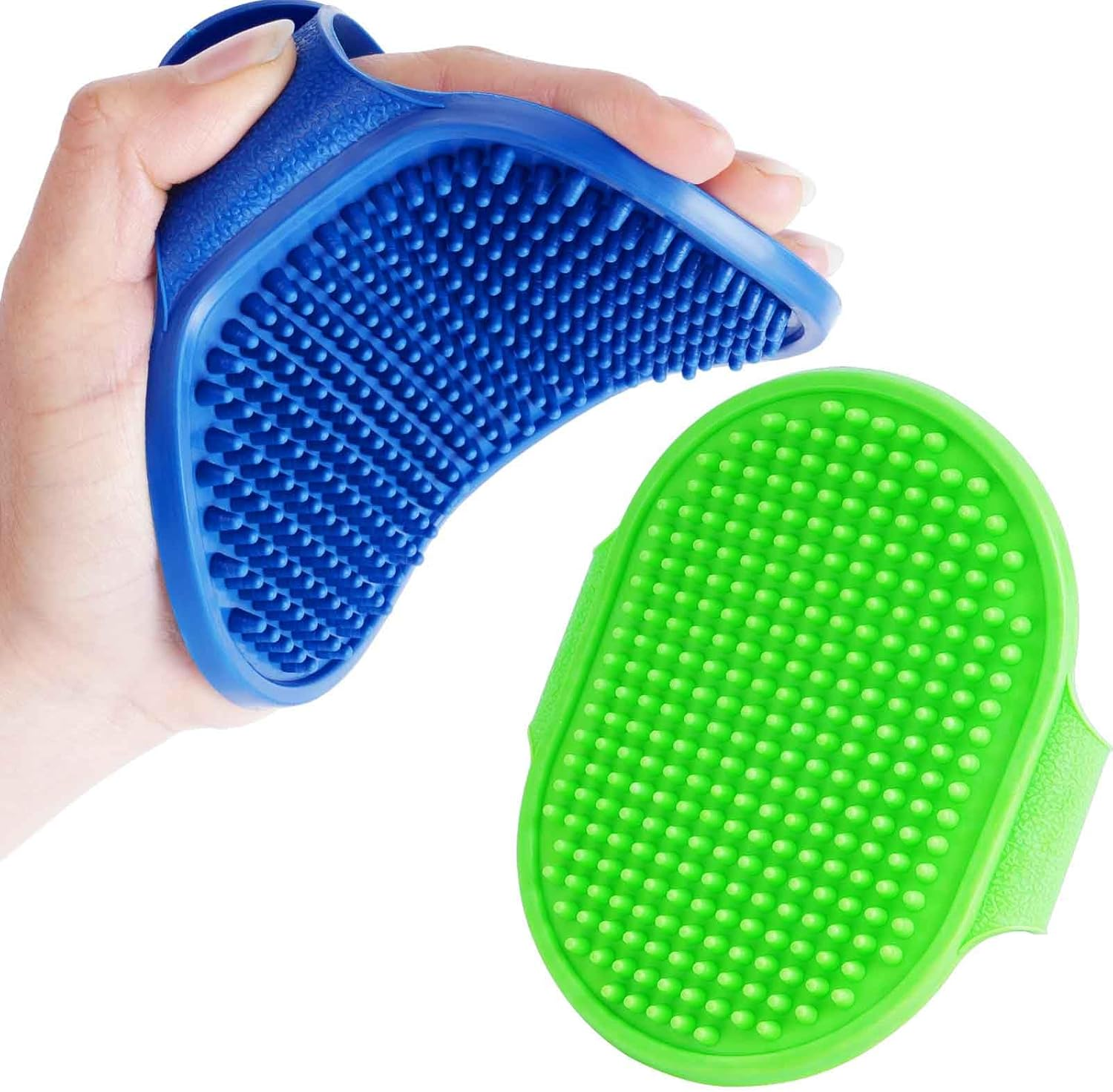 BRILLIRARE 2 Pack Dog Grooming Brush, Premium Soft Silicone Pet Bath Brushes with Adjustable Handle, Shampoo Soothing Comb for Wet Dry Long Short Haired Dogs & Cats Massaging, Deshedding image number 1