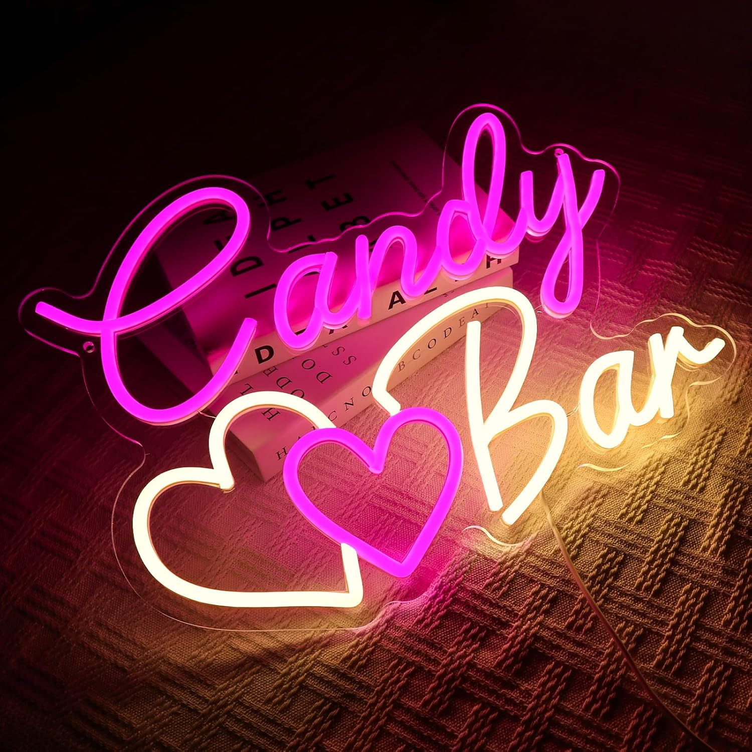 OYCGZV Candy Bar Neon Sign Candy LED Neon Sign Wall Cute Bar Neon Sign USB LED Sign for Wedding Decoration Candy Bar Table Ornament Coffee Restaurant Birthdays Other Events image number 1