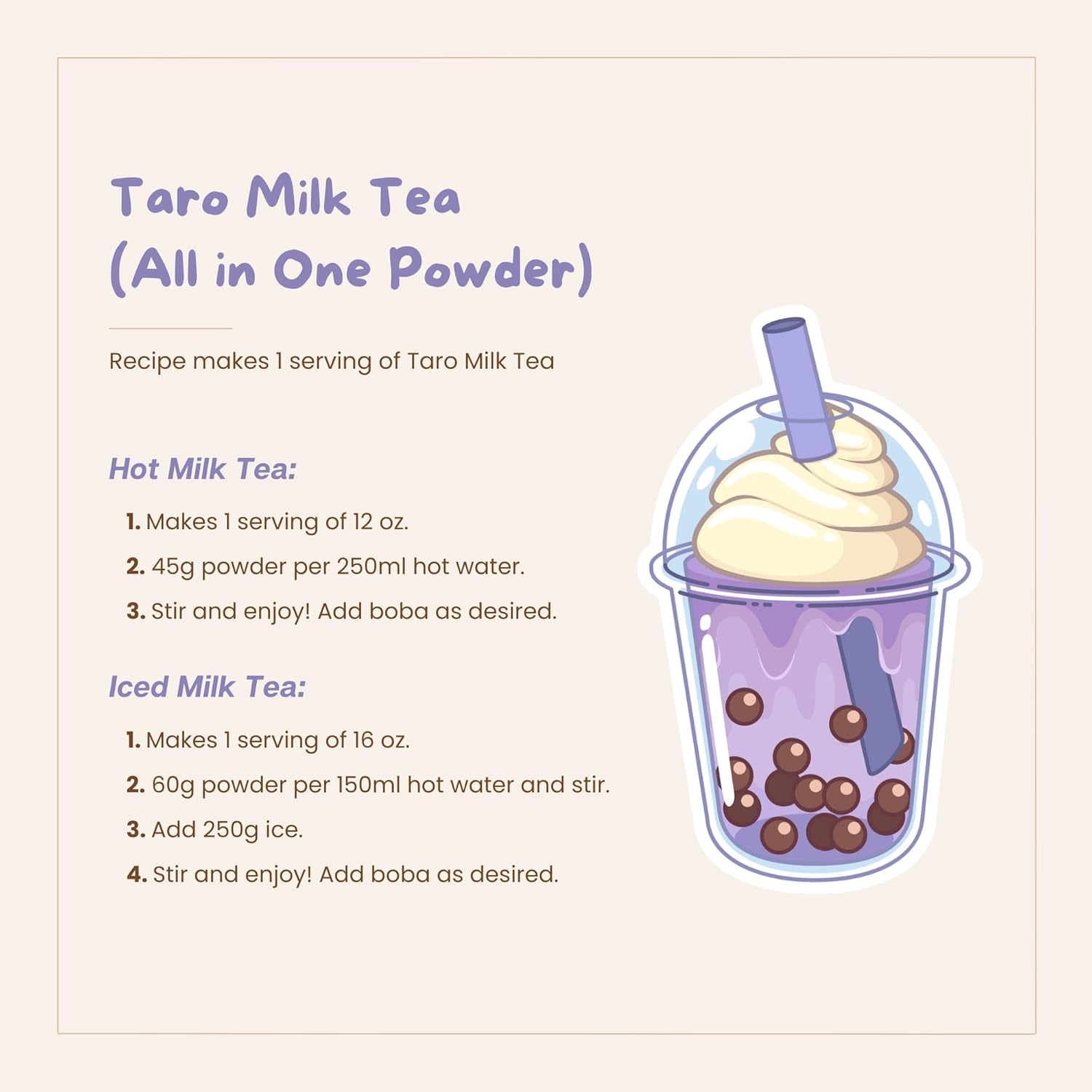 Bossen Bubble Tea All-In-One Powder Mix (Taro) image number 4