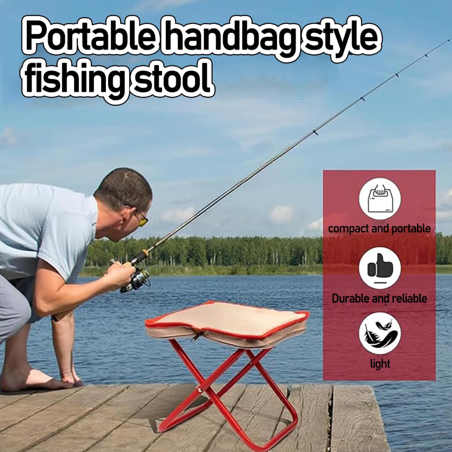 WADY Portable Chair, Portable Stool, Ultralight Travel Stool, Folding Handbag-Style Lightweight Camping Stool, Ompact Seat, for Outdoor Gardening and Beach Hiking Fishing and Camping (Black) - Black image number 6