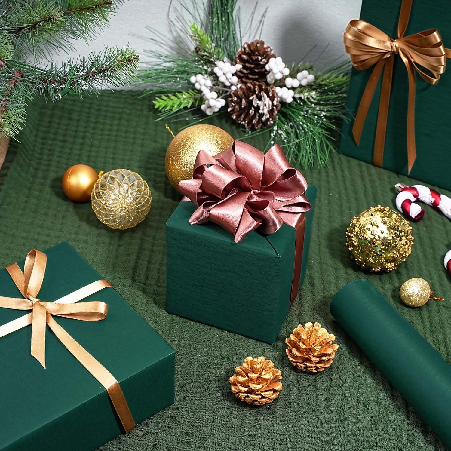 WRAPLA Green Kraft Wrapping Paper Roll &ndash; 43Cmx10M Solid Color Matte Paper, Textured Gift Wrap for Wedding, Birthday, Anniversaries, Graduation Gifts, and DIY Crafts(17Inx33Ft) image number 5