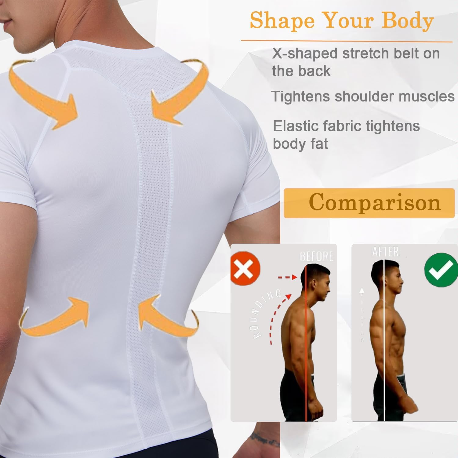 Men'S Compression Shirt Short Sleeve Sports T-Shirt Training Shirt Elastic Quick-Drying Running Shirt image number 5