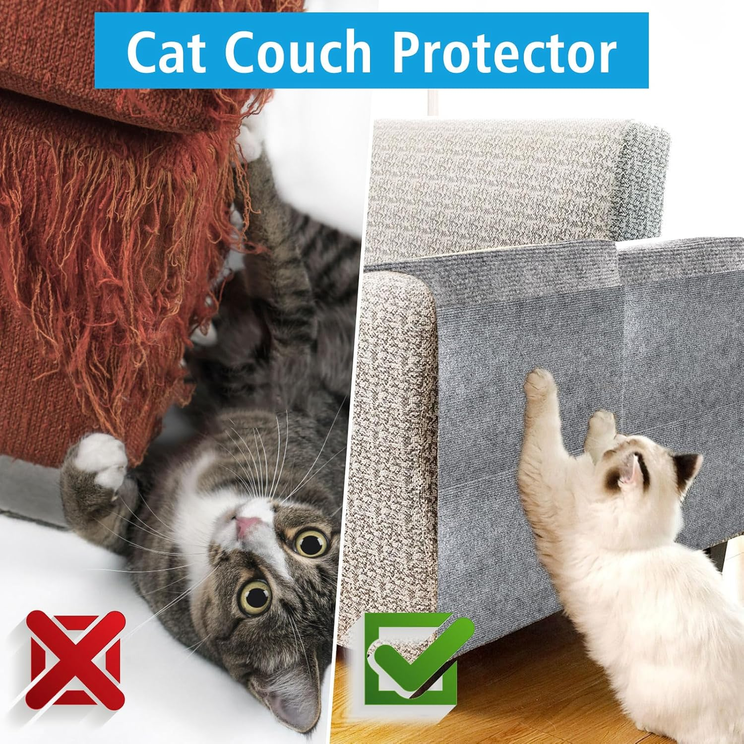 Cat Scratch Furniture Protector Mat, anti Scratch Couch Sofa Protector for Cats, Cat Carpet with Self-Adhesive Trimmable