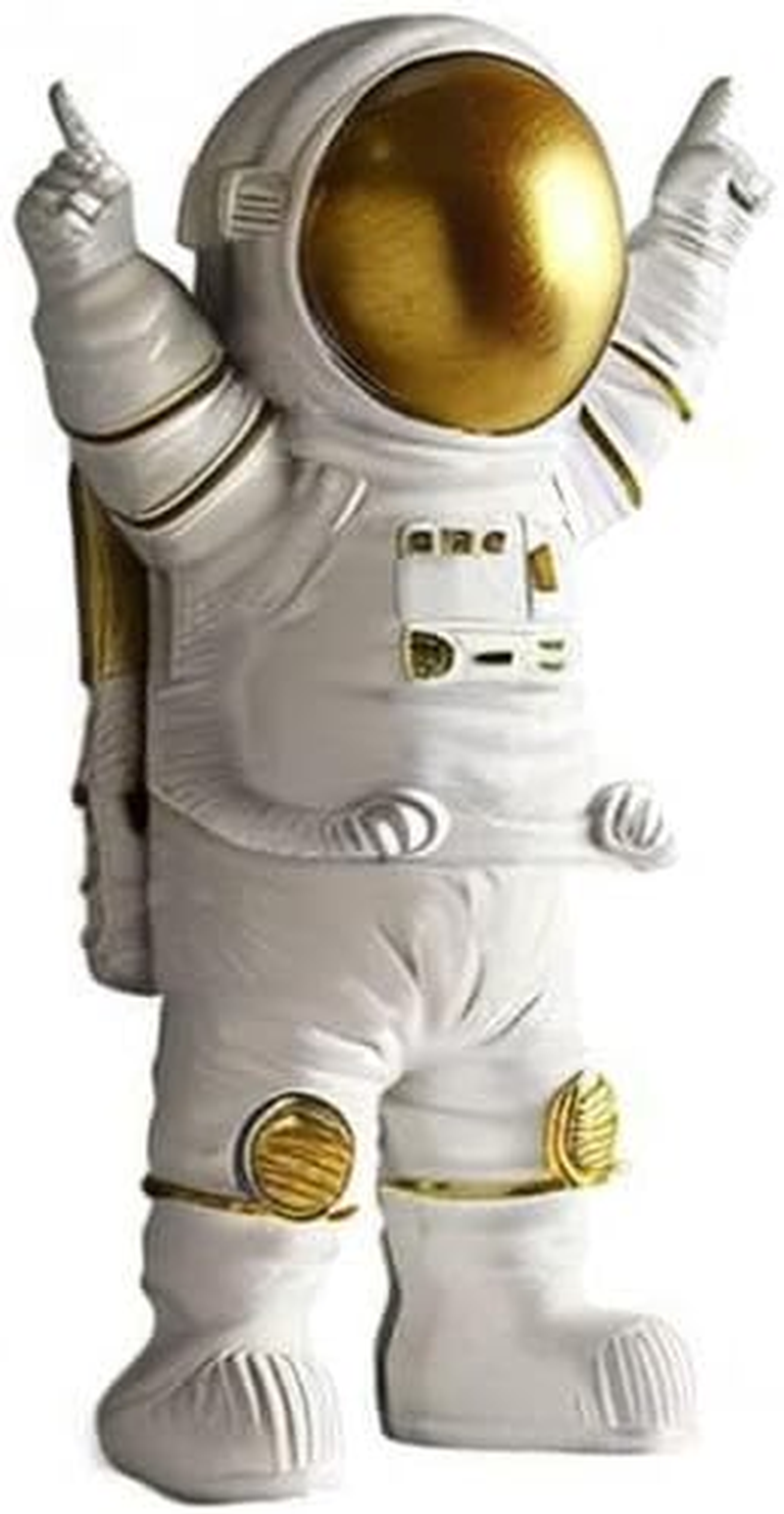 Spaceman Statue Astronaut Figurine Resin Spaceman Model Ornament Astronaut Sculpture for Home Office Desktop Tabletop Decoration - Gold Victory image number 2