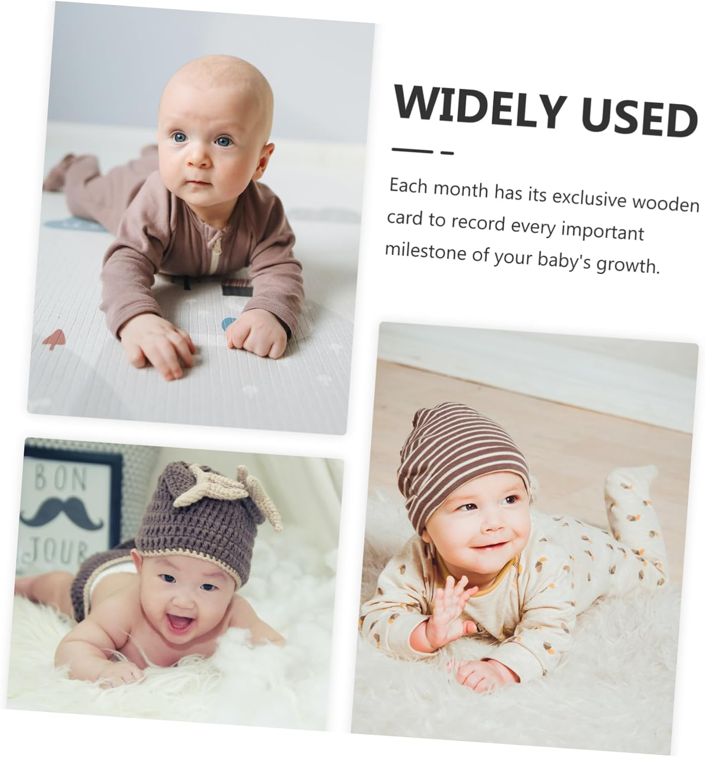 YOSADIER 12Pcs Wooden Milestone Cards for Newborn Growth Monthly Photo Props Growth Markers Decorative Commemoration Discs Safe Wood Material image number 1