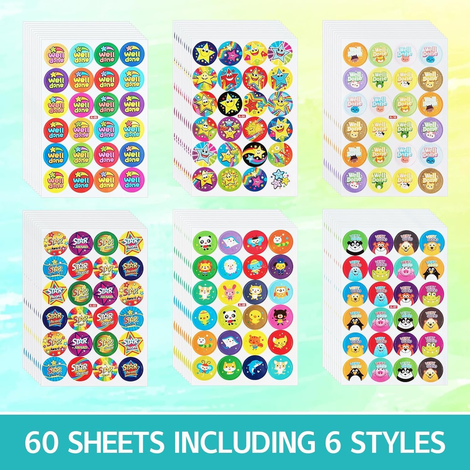PQCLXUYA 1440 Pcs Reward Stickers,Motivational Stickers for Teachers, Star & Animal for Kids, Reward Chart for Students, Classroom Supplies and Good Behavior Encouragement(60 Sheet) image number 3