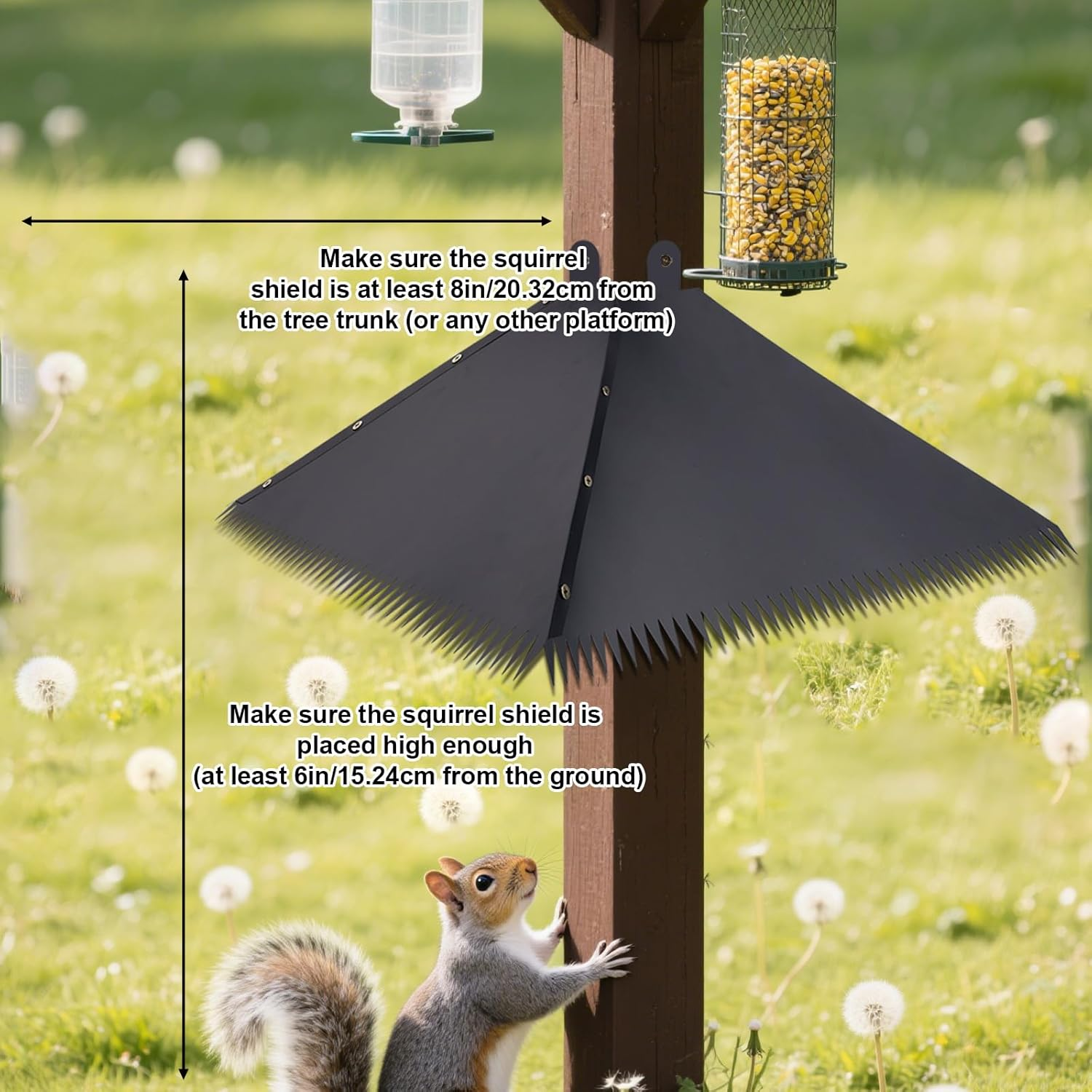Lasuroa 4Pcs Serrated Squirrel Baffles, PVC Bird Feeder Pole Squirrel Proof Baffles Shepherds Hook Squirrels Guard for Outdoors Bird Feeder Pole