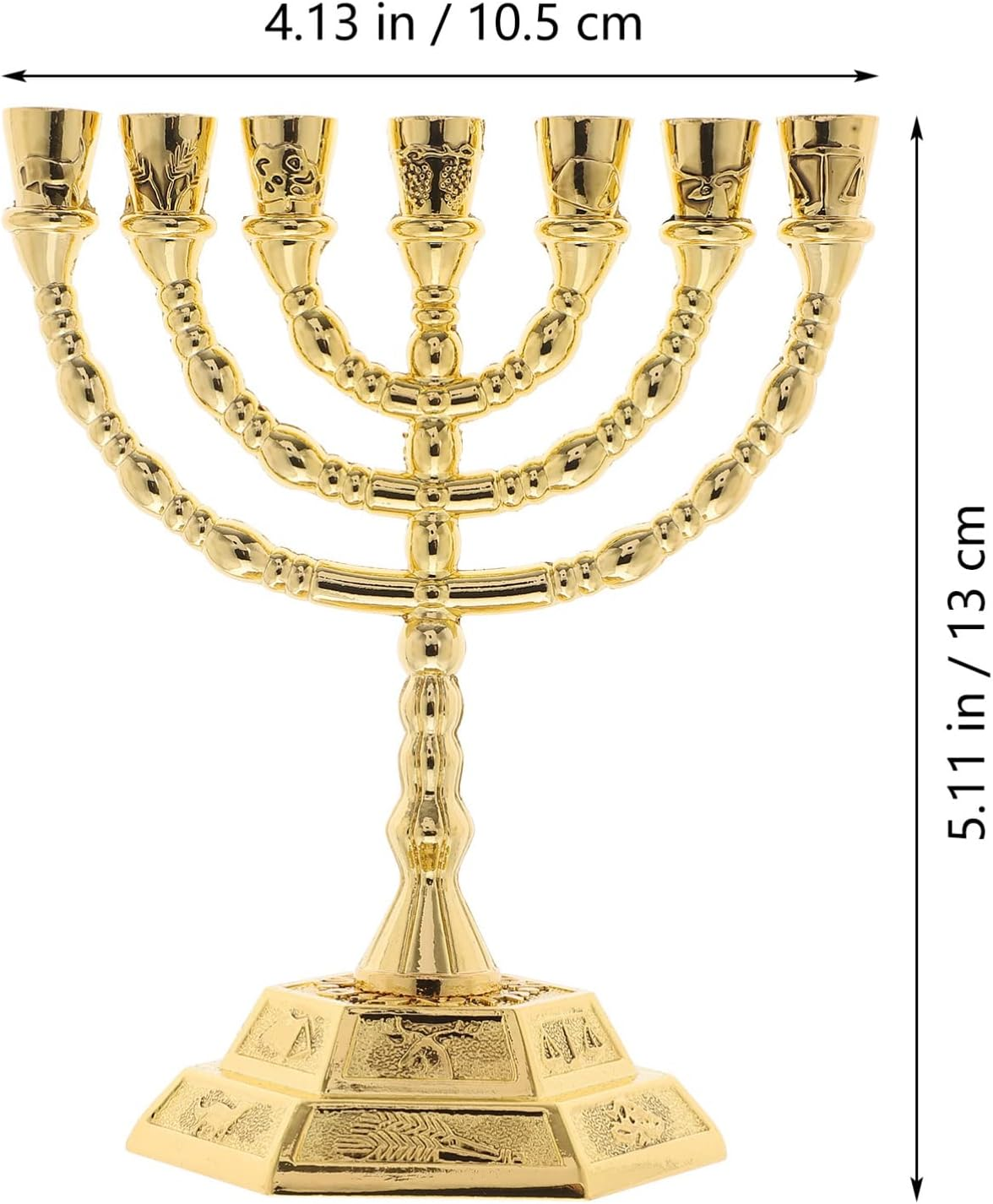 FOMIYES Seven Candle Menorah 7 Branch Chanukah Candle Minorah Jewish Candle Holder Metal Religious Menorah One Week Candlestick Stand Standard Hanukah Candle for Home Decorations image number 5
