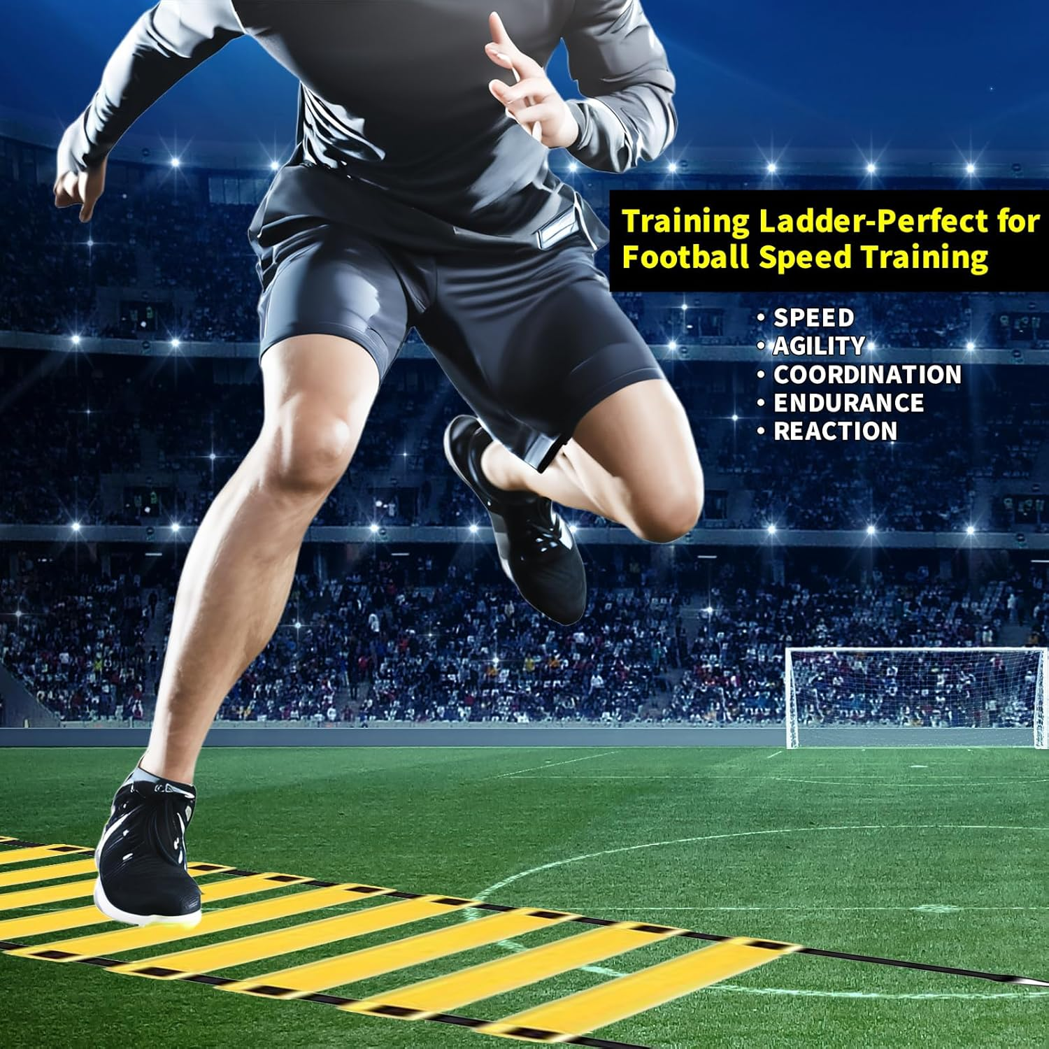 Soccer Agility Training Equipment Set: 6 Soccer Training Poles,19.7Ft Agility Ladder,10 Cones,1 Jump Rope,1 Mini Ball Pump,1 Football,Basketball Football Training Equipment for Kids Youth Adults. image number 4