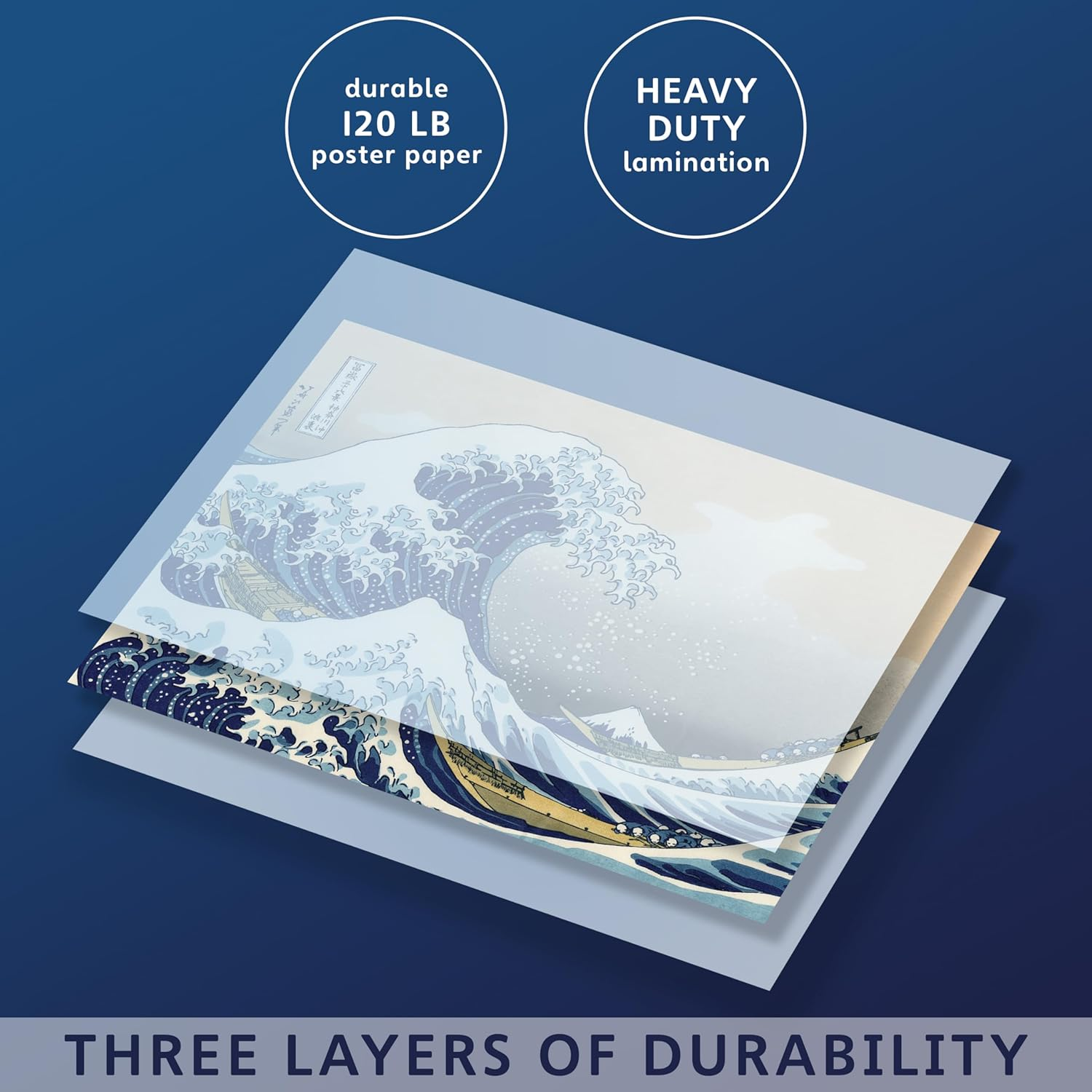 The Great Wave off Kanagawa by Katsushika Hokusai - Japanese Fine Art Wall Poster - Double Sided Poster (LAMINATED, 18" X 24") image number 1