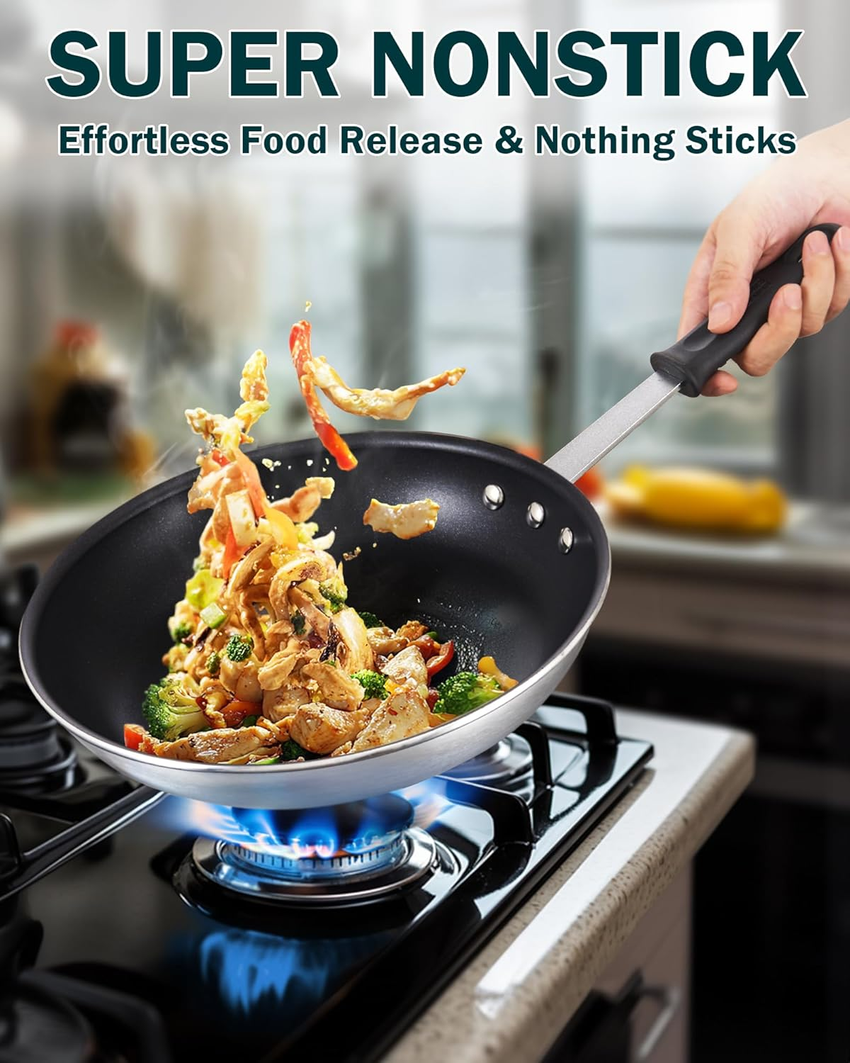 Cooks Standard Professional Aluminum Nonstick Restaurant Fry Pan 8-Inch, Durable Heavy Duty Skillet Pan, Woks,Metalic image number 3