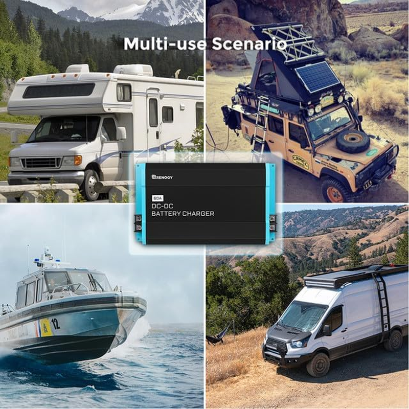 Renogy 60A DC to DC Battery Charger 12V Car Battery Charger On-Board Charger, for Alternator, Charger for Flooded, Gel, AGM, and Lithium Batteries, Using Multi-Stage Charging, in Rvs, Cars, Boats image number 3