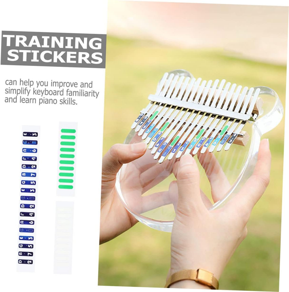 CORHAD 17 Keys Note Stickers Musical Scale Stickers for Thumb Piano Beginner Piano Stickers Supplies image number 5