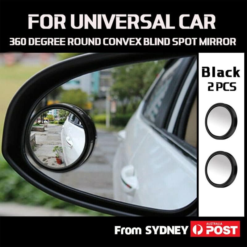 2X Blind Spot Car Mirror 360&deg; Wide Angle Adjustable Rear Side View Convex Black, Easy Stick-On Installation image number 4