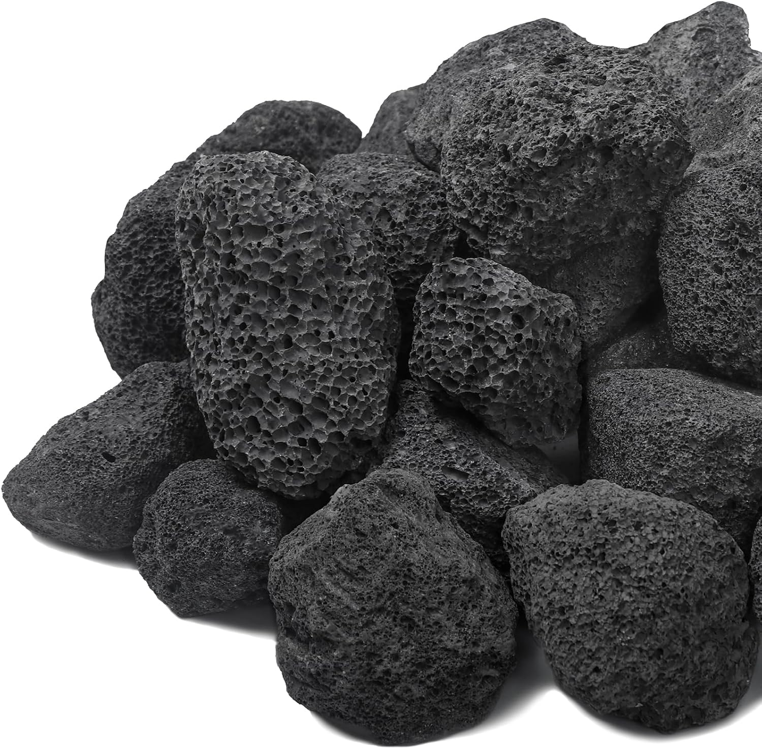 Calofulston 2"-4" Black Lava Rock, Large Volcanic Lava Rock for Fire Pit, Gas Logs, Aquarium, Fireplace, Fire Bowl, 5Lbs image number 2