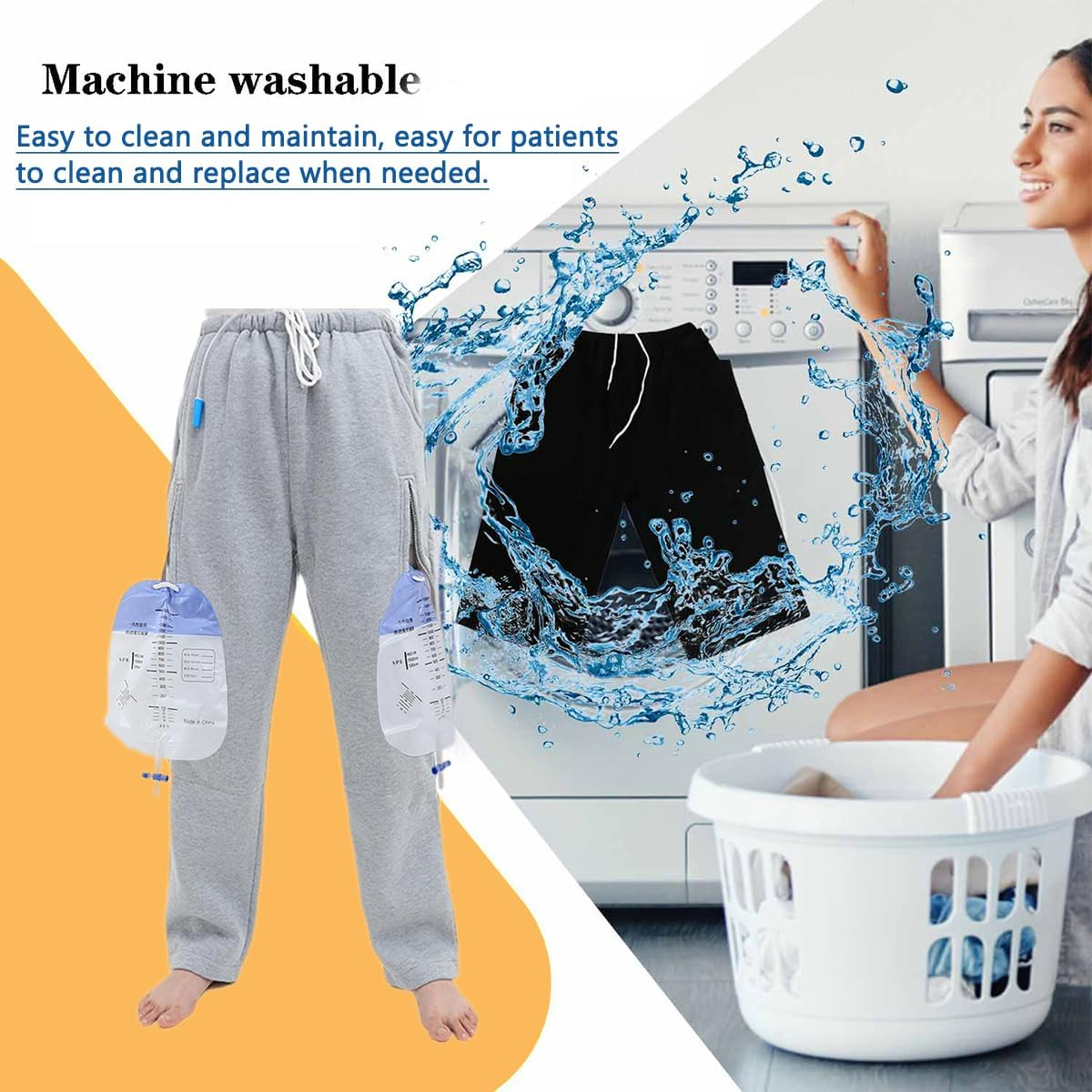 BOYUDZLTD Catheter Leg Bag Pants Hold Larger Bag, Nephrostomy Bag Holder, Urine Bag Pants, Men'S Pants for Catheter Bags (Black, Xx-Large-Waist:30.7''~45.7'') image number 3