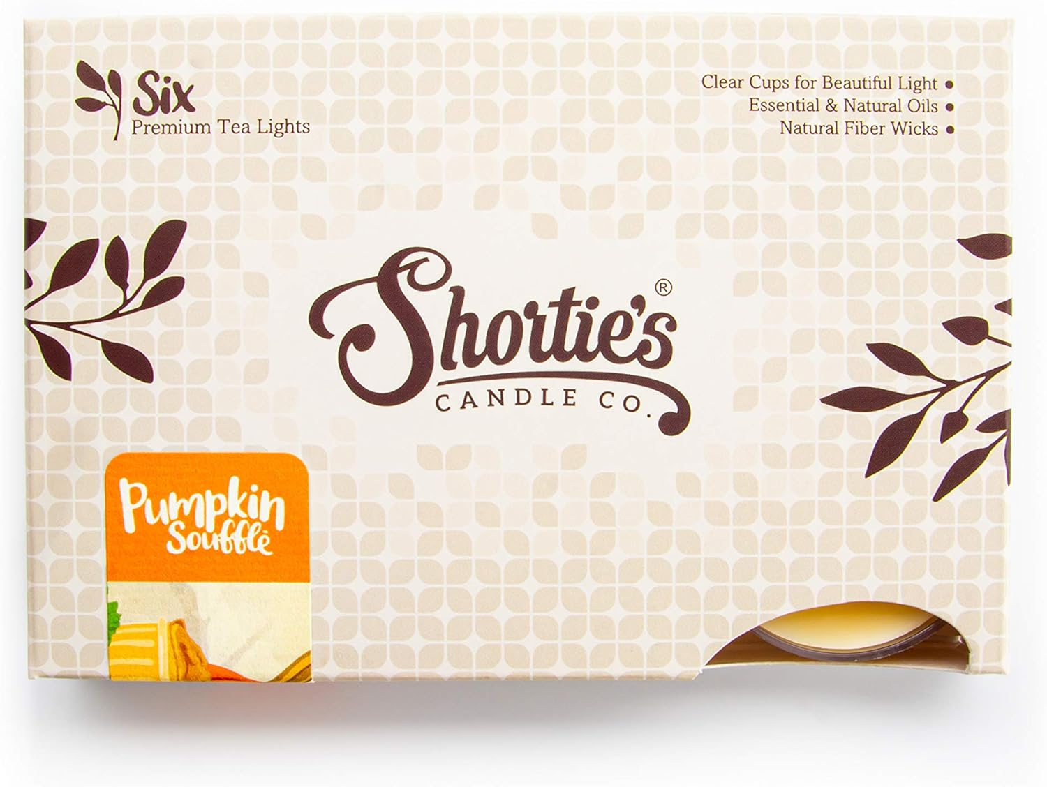 Pumpkin Souffle Beige Tea Light Candles 6 Pack - Highly Scented, Hand Poured, Clean Burning - Clear Container for Beautiful Candlelight - Bakery Tealights Collection image number 4