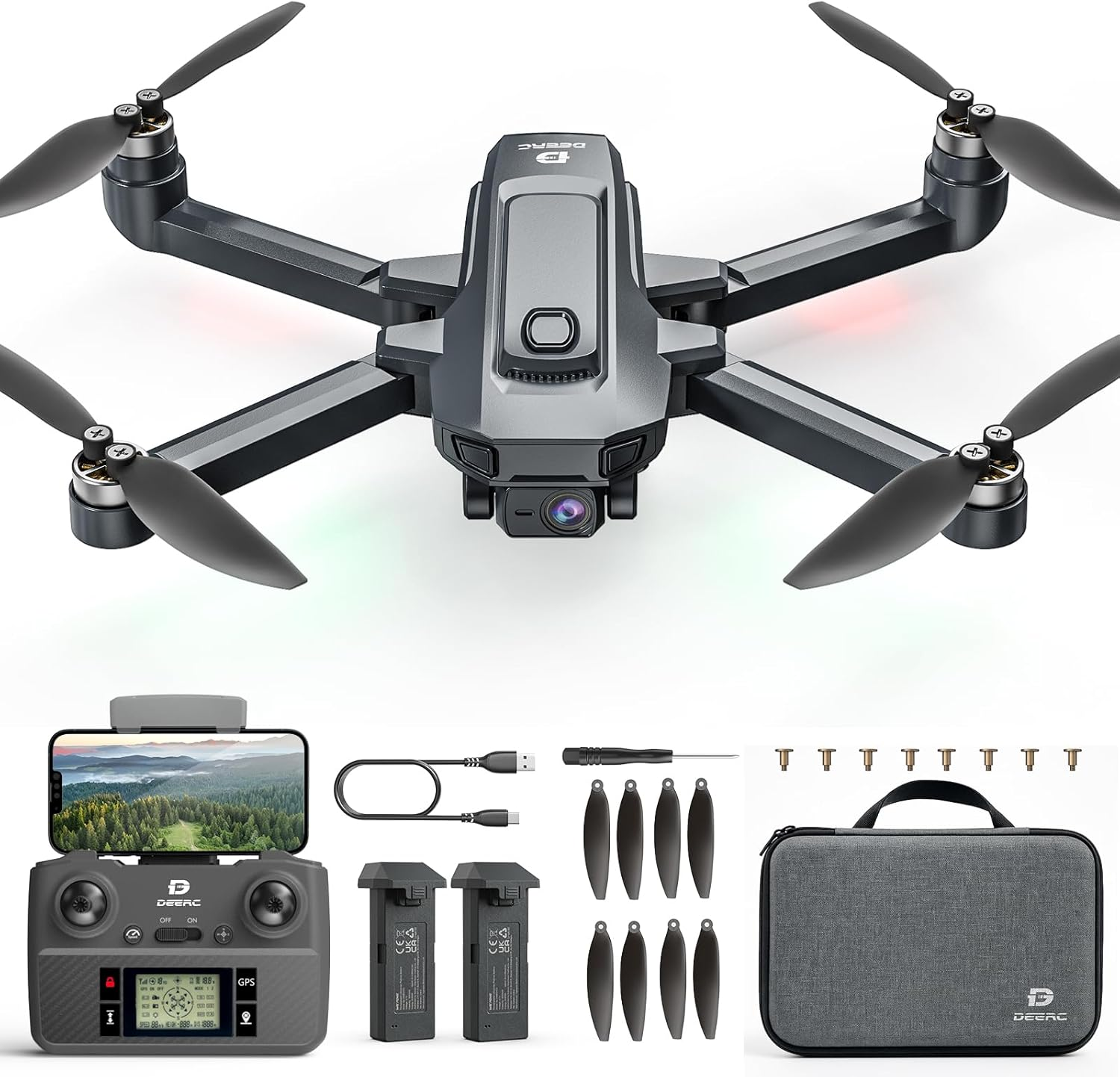 DEERC D35 GPS Drone with 4K Camera for Adults,Foldable RC Quadcopter with 40 Mins Long Flight Time, Follow Me, Auto Return, Brushless Motor, 5G FPV Transmission,Easy for Beginners image number 1