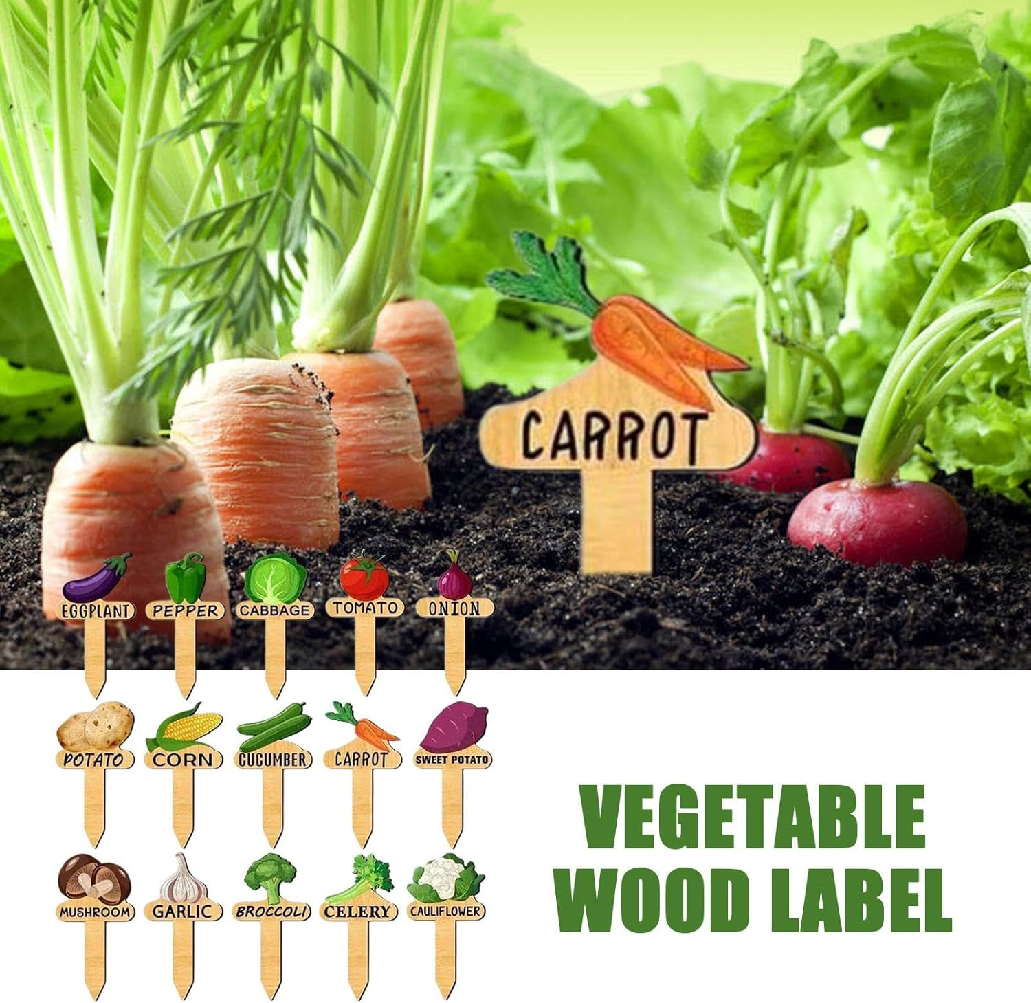 Plant Tags - 15X Garden Markers Plant Tags and Labels,Wooden Vegetable Identification and Organization Supplies for Greenhouse Indoor Outdoor image number 5