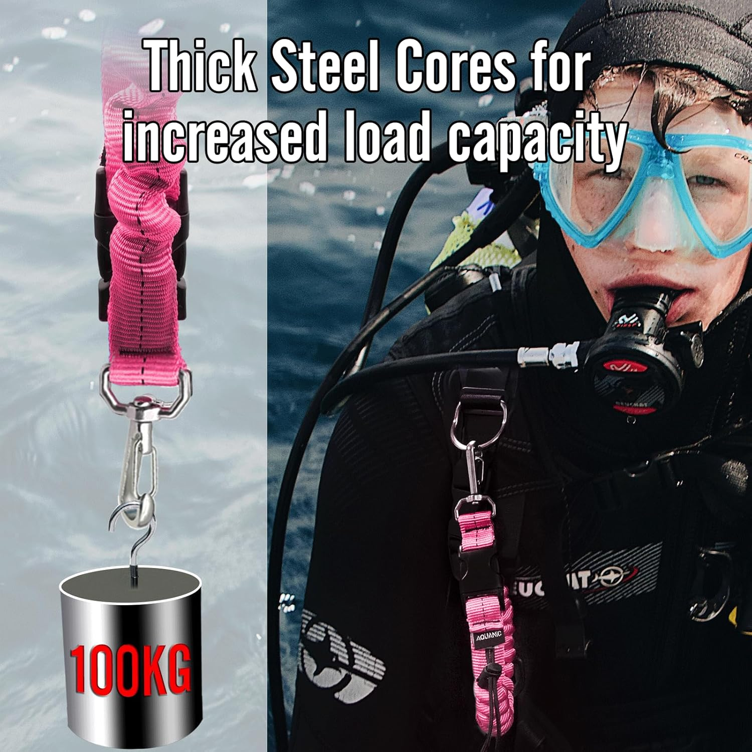 Nitescuba Scuba Diving Spring Clip Lanyard Anti-Lost Lanyard with Quick Release Buckle for Outdoor Sports - Blue image number 7