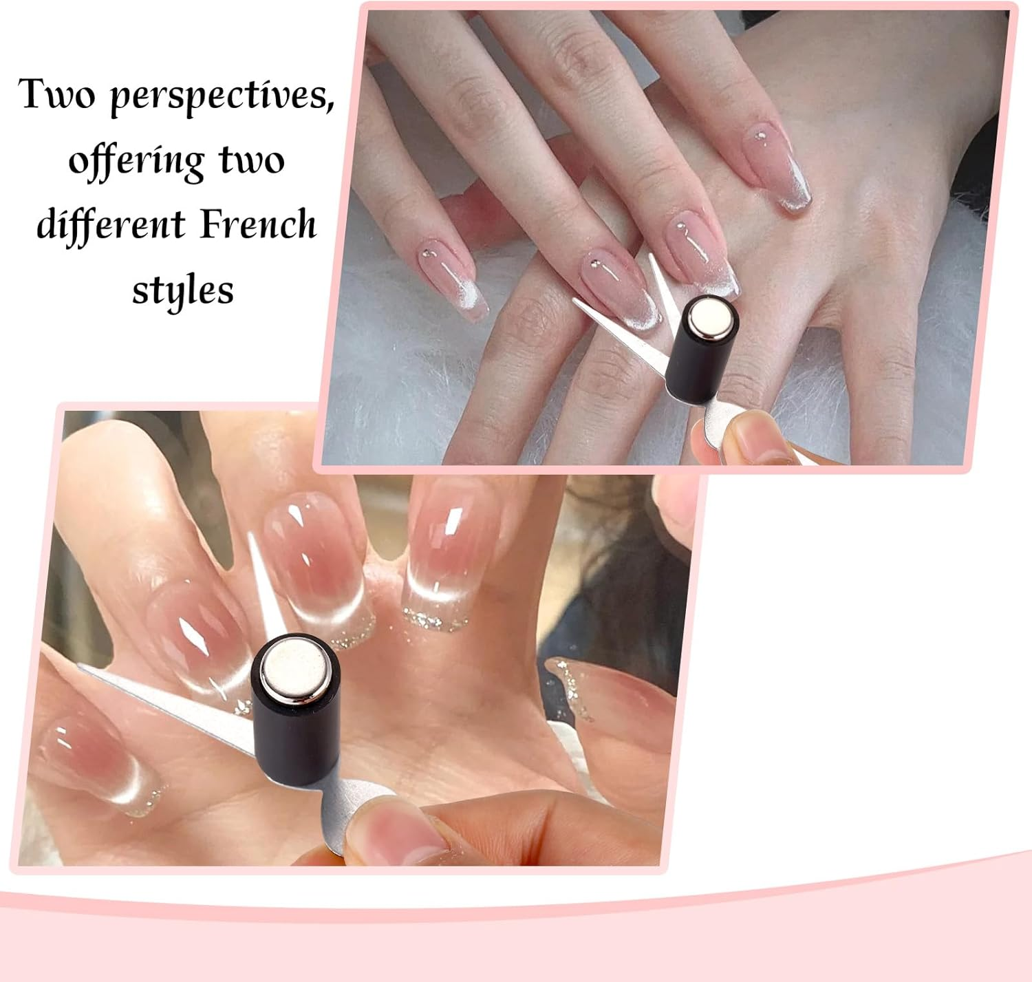 3Pcs Cat Eye Magnet Tool Set, Cylinder Nail Magnet with 2-In-1 Double-Ended Scissor-Shaped Iron Sheets for Cat Eye Gel Polish Nail Art Tools for DIY Manicure Home Studio Salon image number 4