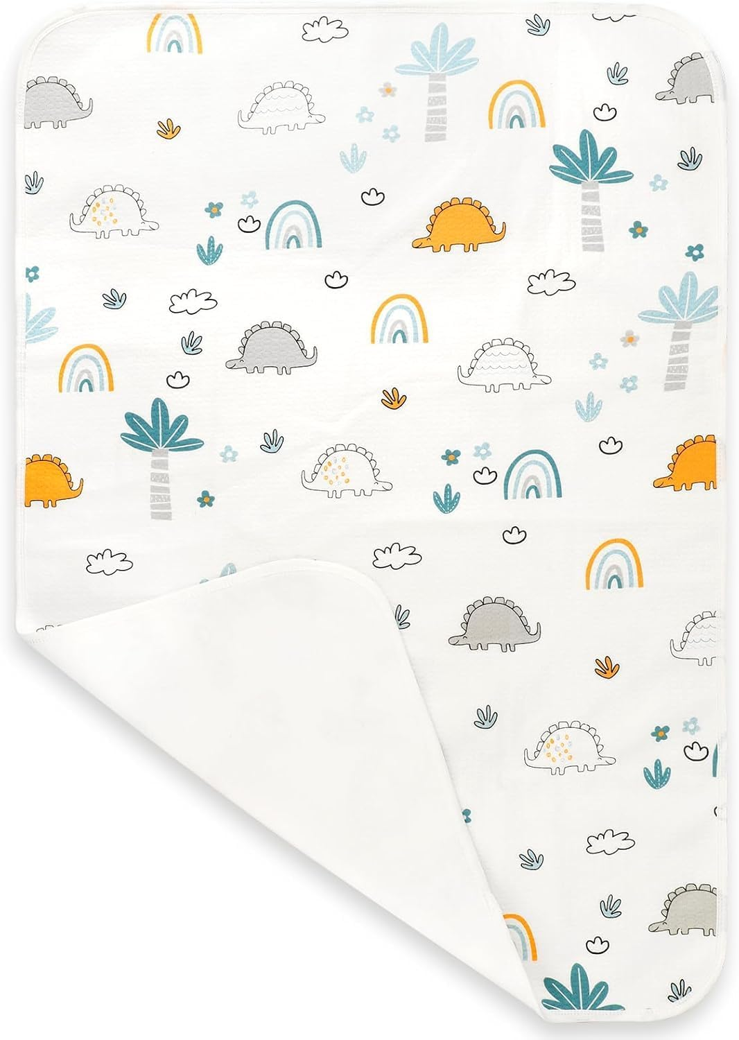 Baby Waterproof Bed Pad,80X120Cm Washable Baby Cotton Changing Pads,Toddler Mattress Protector Incontinence Pads Sheet Cover Underpads for Kids,Soft & Absorbent (Dinosaur-Coconut, 1Pack)
