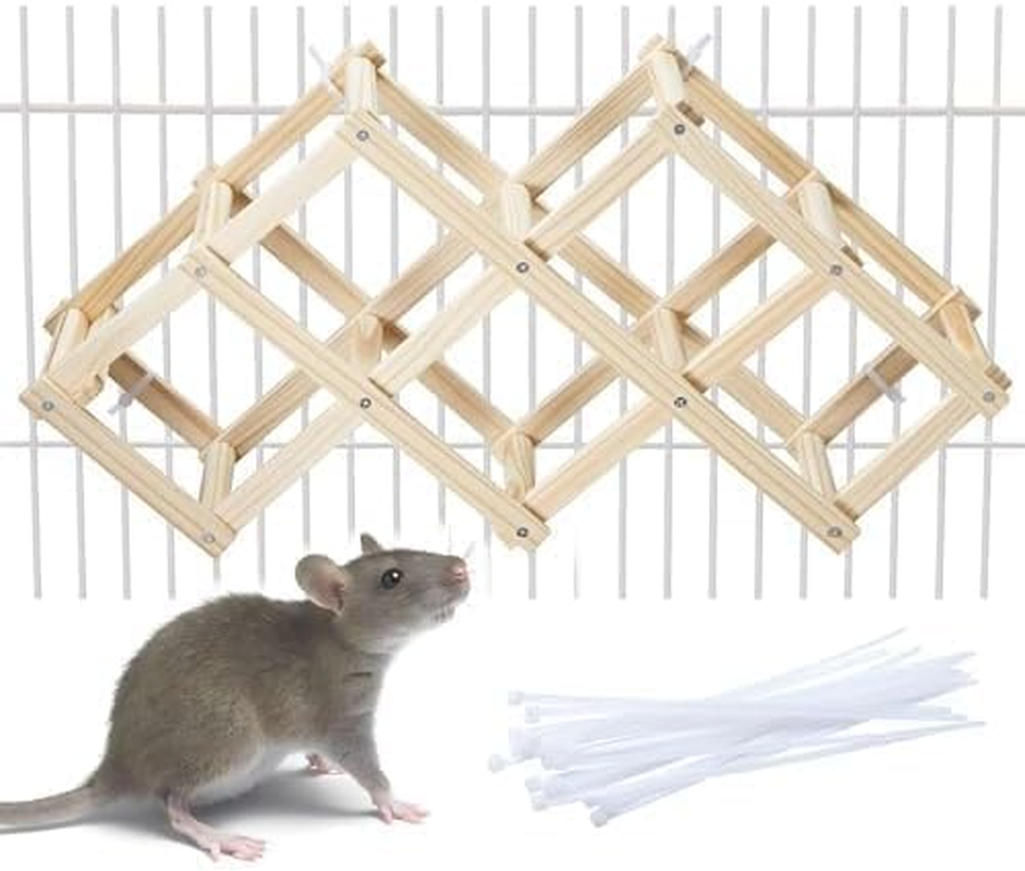 Wooden Rat Climbing Toys, Natural Pet Rat Cage Accessories Climbing Ladder, Fancy Rats Enrichment Toy Activities, Hanging Rodent Toys for Pet Rats in Cage Playing Chewing (M, 1Pc) image number 3