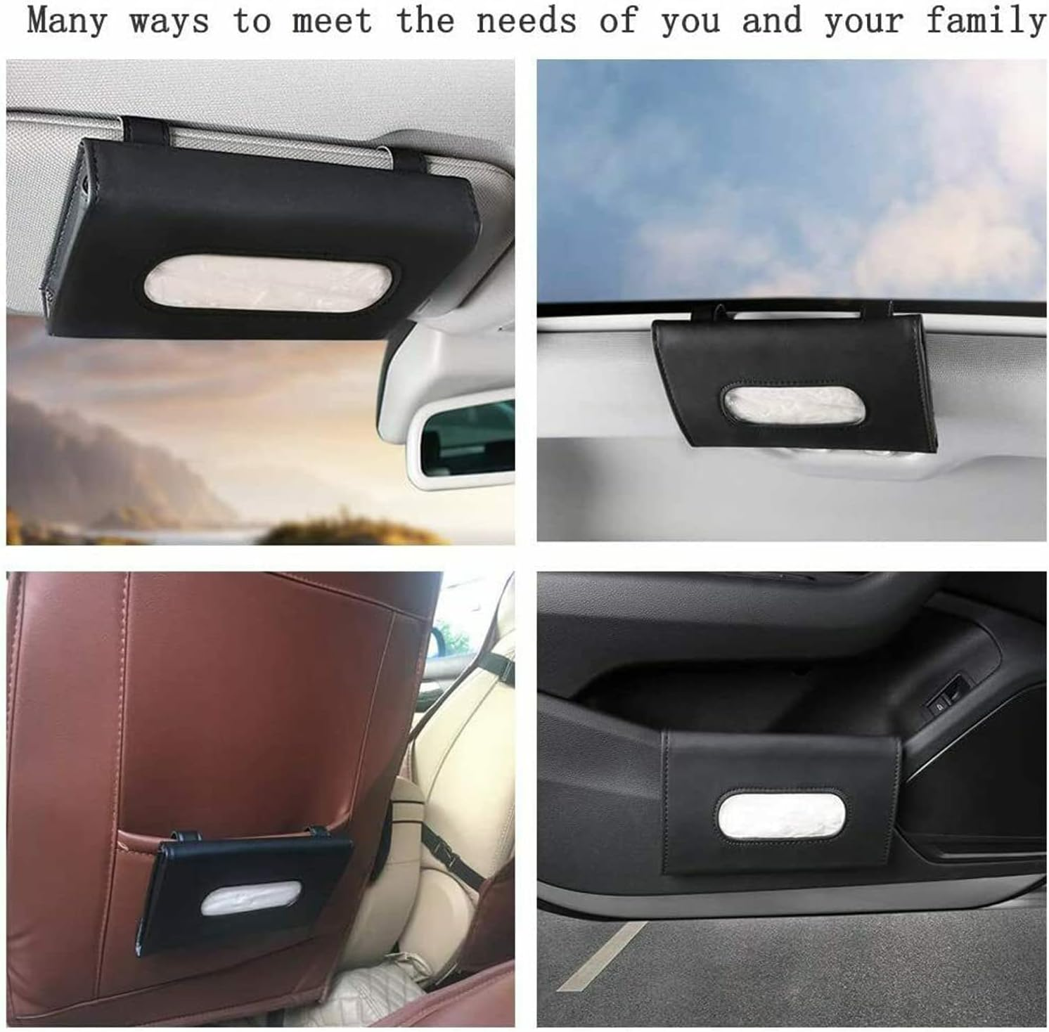 Universal Car Tissue Box for Home Table Car Storage Organiser Case Holder Car Visor Tissue Holder Car Tissue Dispenser Hanging Multi-Use Paper Tissue Cover Case for Car & Truck Decoration image number 3