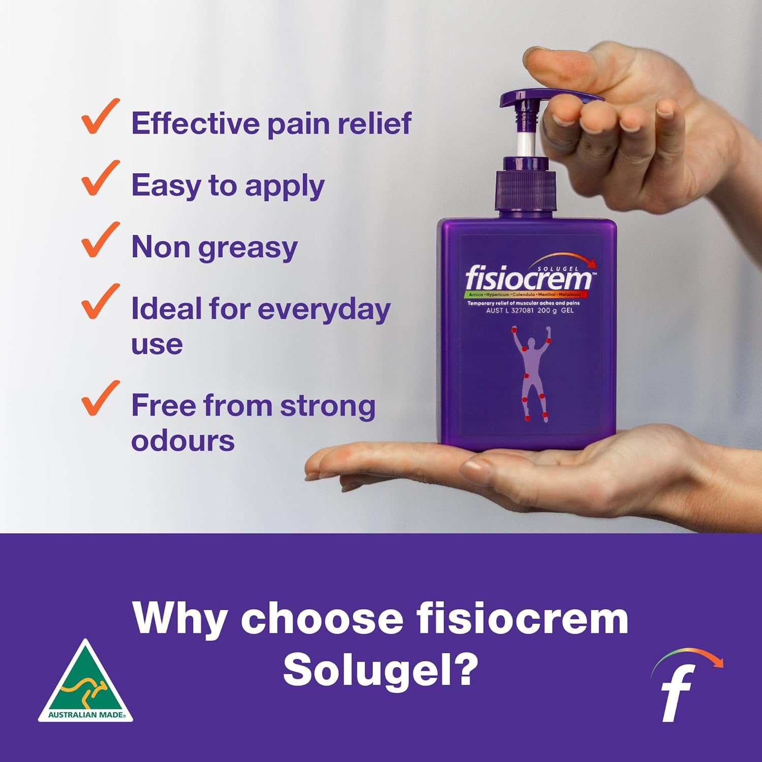 Fisiocrem Solugel 500G &ndash; Muscle Pain Relief Gel with Naturally Derived Active Ingredients of Arnica, Calendula, Hypericum, Melalecua & Menthol, Soothes Sprains, Strains & Sore Muscles, Non-Greasy, Easily Absorbed image number 6