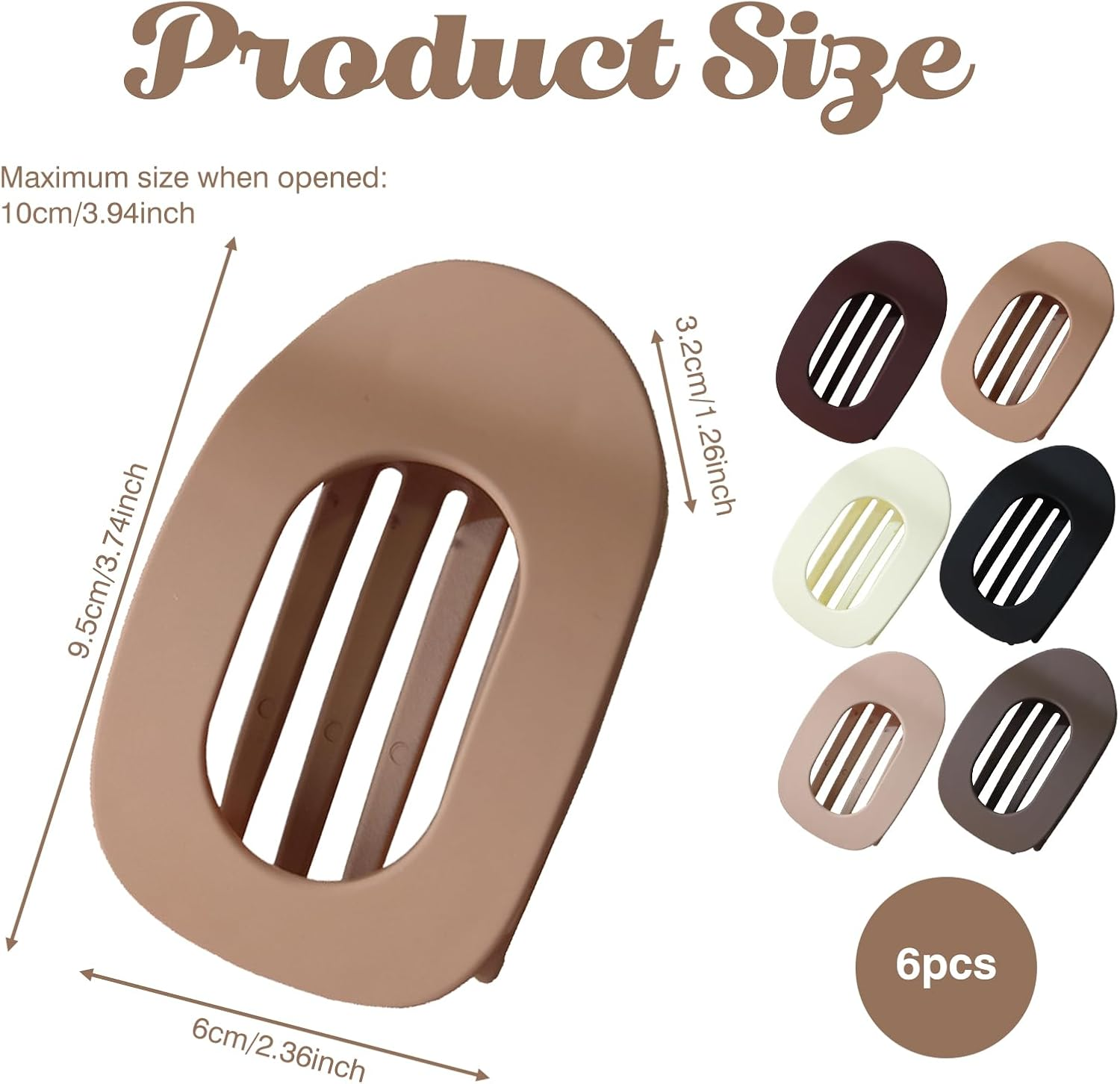 Ladies Hair Claws (Cream Matt, Apricot Matt, Matte Black, Burgundy Matt, Matte Khaki, Dark Coffee) image number 4