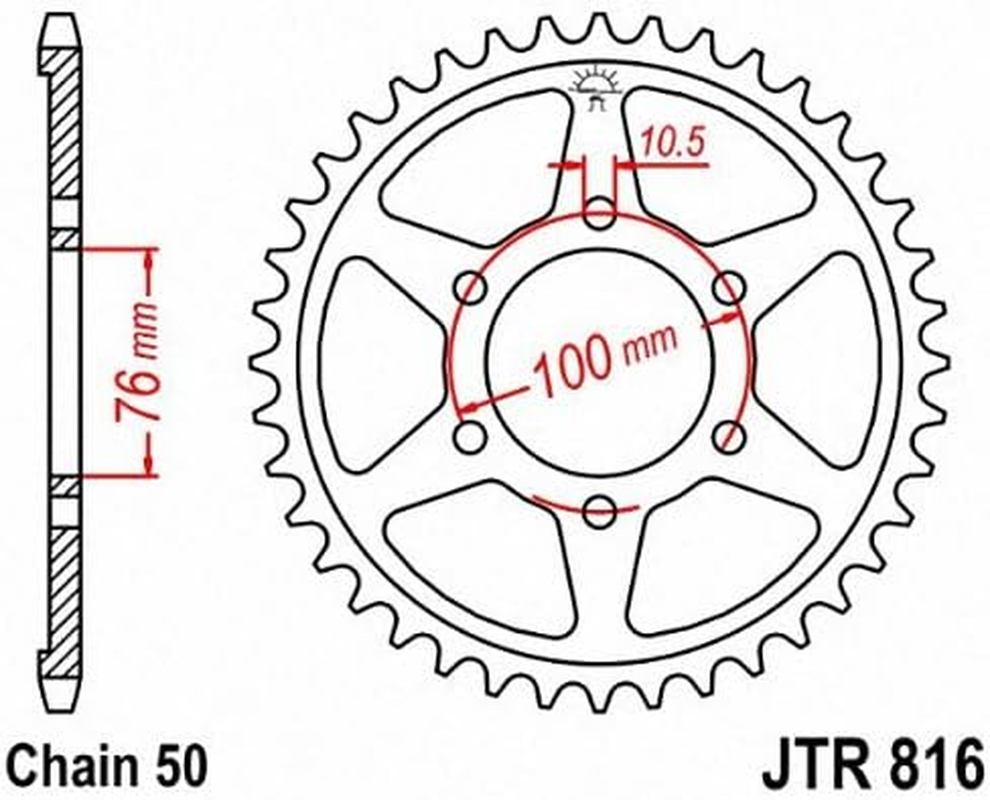 JT Sprockets JTR816.44 44T Steel Rear Sprocket image number 1