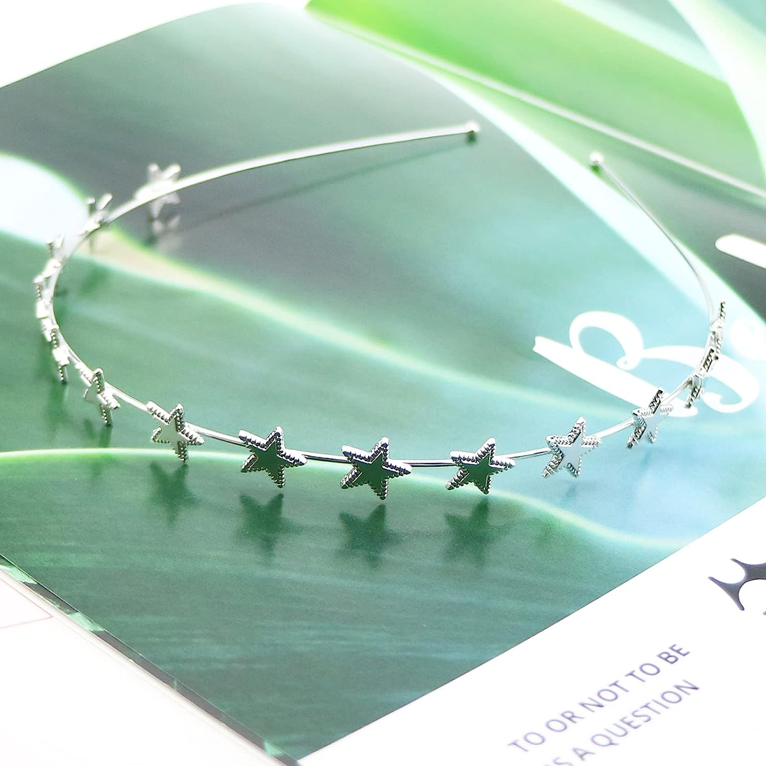 Aswewamt 4 PACK Alloy Five-Pointed Star Headbands,Bridal Hair Hoop Wedding Hair Accessories Ornaments for Elegant Women Girls - Silver image number 6