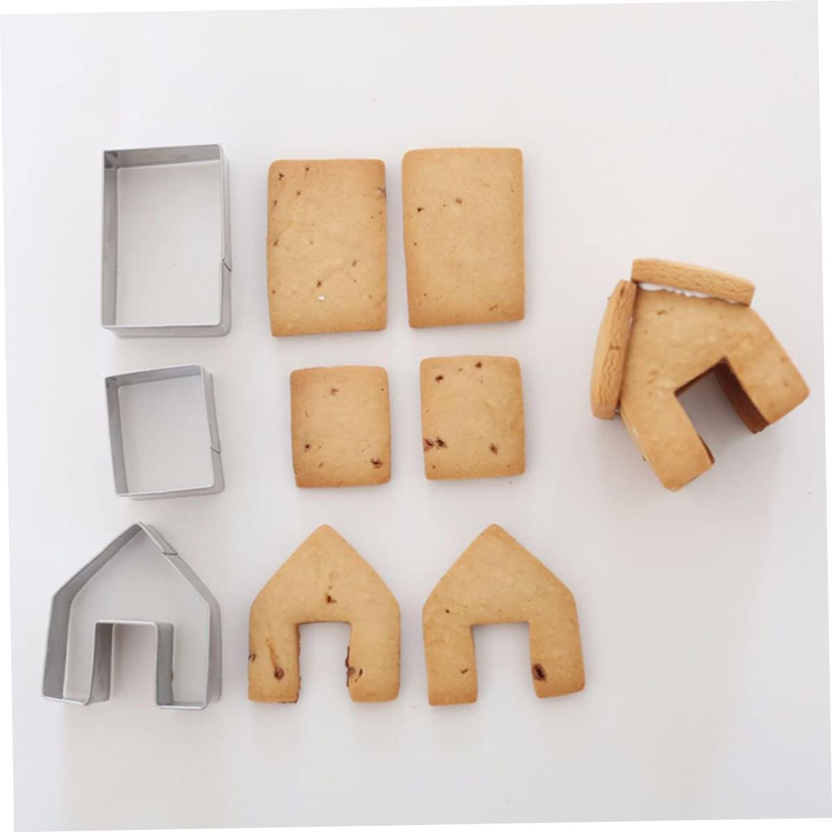 Gingerbread House Cookie Cutter 3Pcs Stainless Steel Metal Baking Moulds Small Gingerbread House Kit Xmas House Baking Mould Home Kitchen Tools image number 1