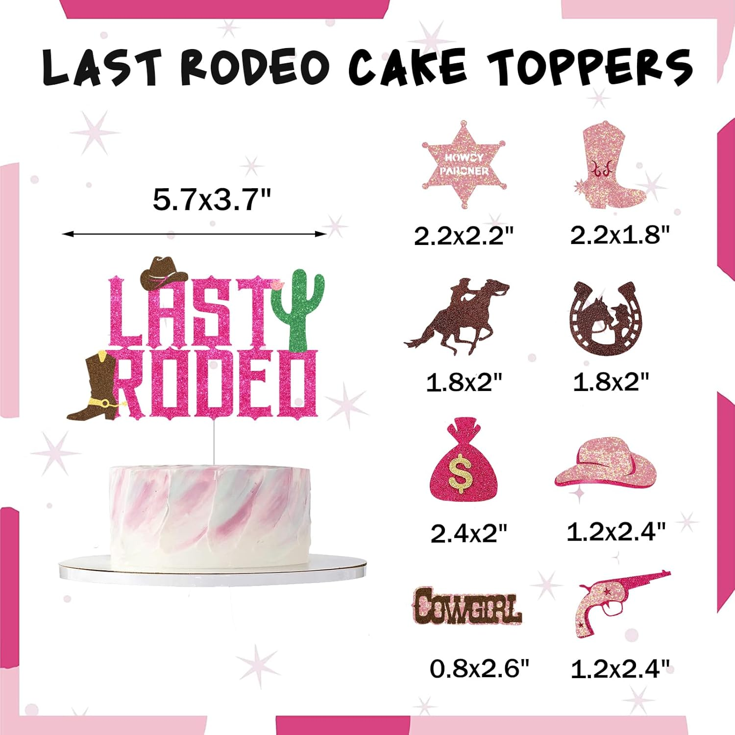 Hombae 101 Pcs Last Rodeo Bachelorette Party Decorations, Nashville Cowgirl Western Bachelorette Bridal Shower Fringe Curtain Balloon Garland Lets Go Girl Glitter Banner 4D Disco Ring Pink Silver image number 6