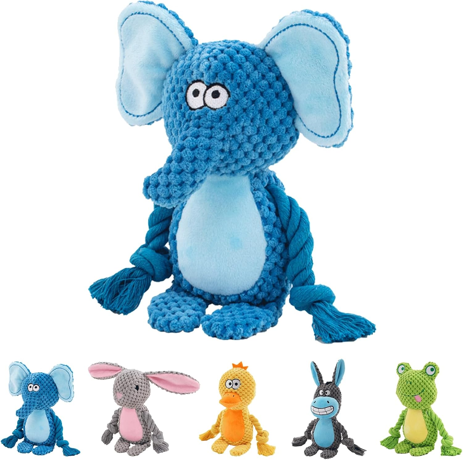 2025 Plush Dog Toy - Squeaky & Indestructible Chew Toy for Small Medium Dogs, Interactive Soft Stuffed Toy, Washable & Lightweight for Puppies (Elephant) image number 4