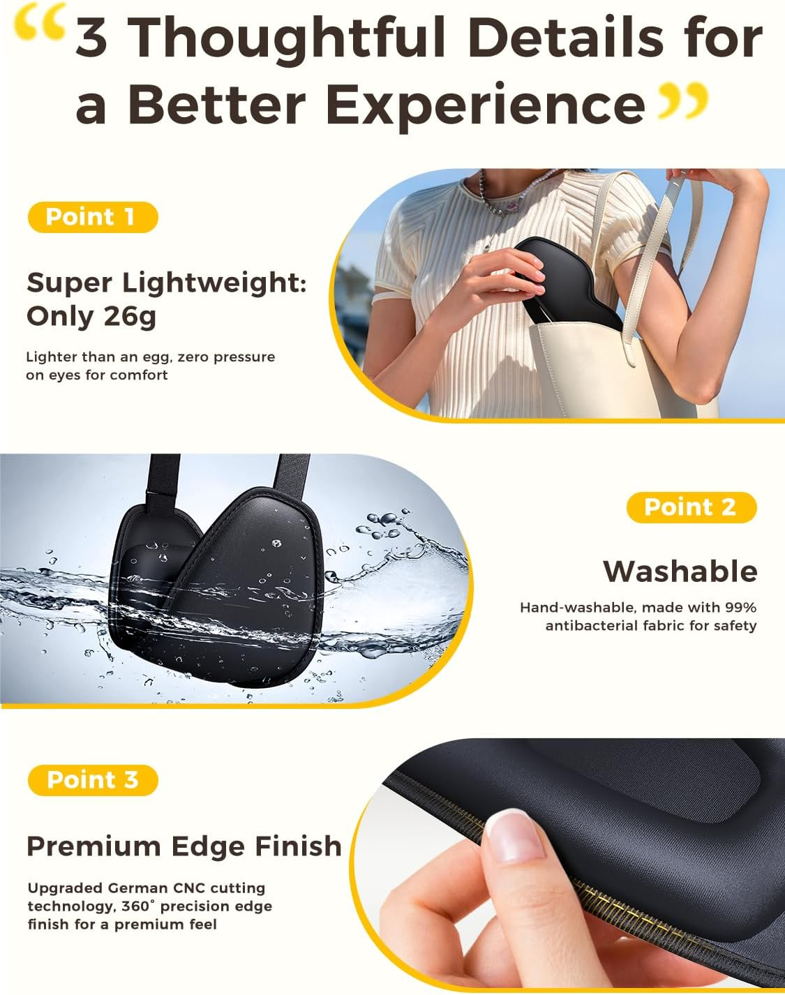 3D Sleep Mask [Side-Sleeper Friendly & 99.99% Blackout] Zero-Gravity Eye Masks for Sleep, Eye Mask Breathable, Sleeping Expert Certified, Washable & Light, for Women Men Travel/Airplane - Black image number 1