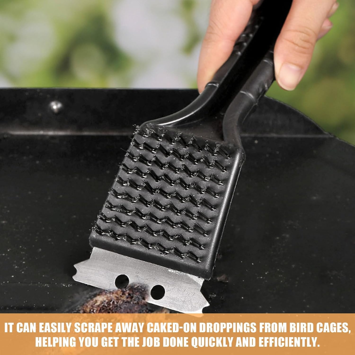 Bird Cage Brush, 1 X Bird Feeder Cleaning Brush with Scraper, Long Handle, Stainless Steel Cleaning Brush, Bird Cage Accessories for Cleaning Bird Cages