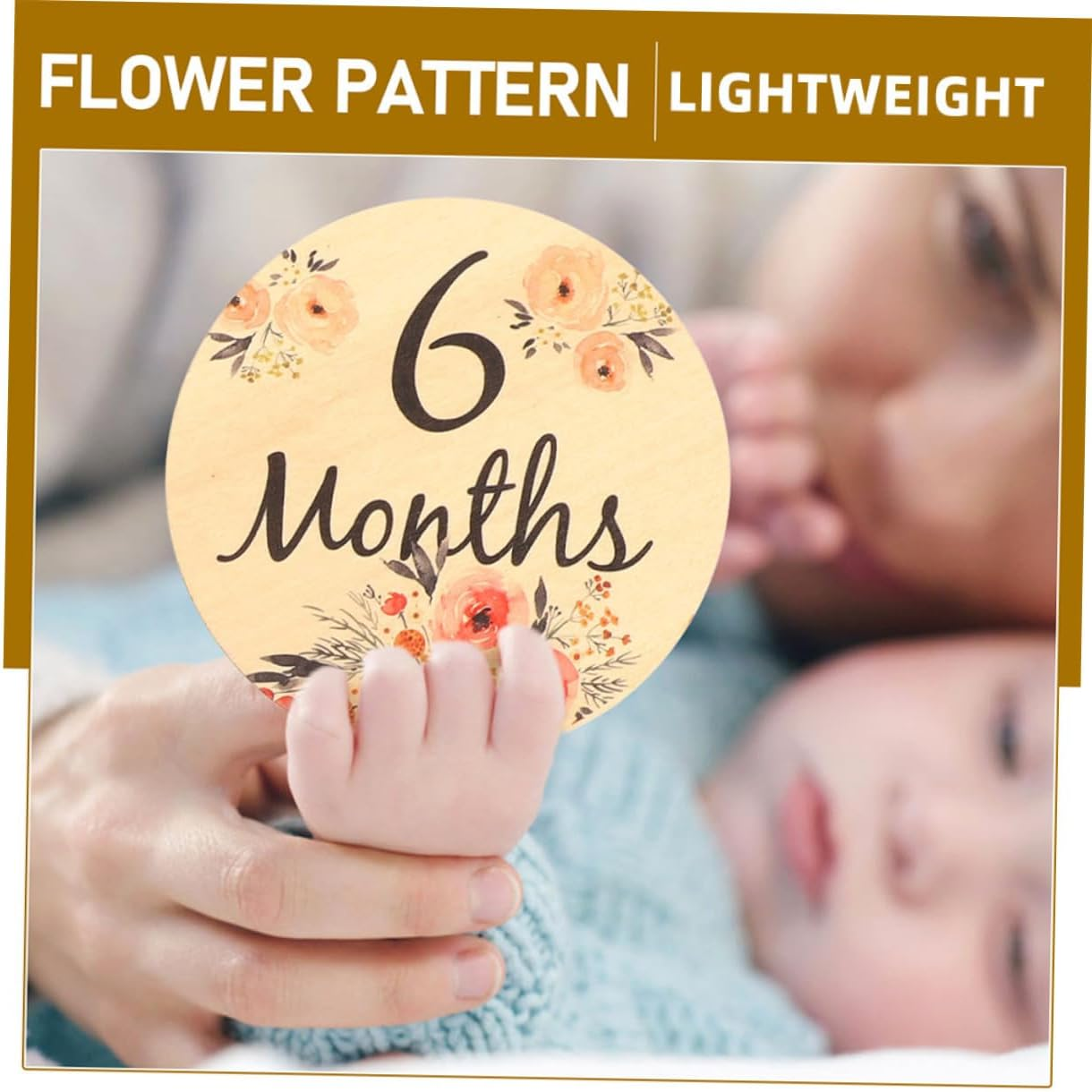 SECFOU 18Pcs High Contrast Wooden Milestone Discs for Newborn Photography Monthly Milestone Cards image number 6