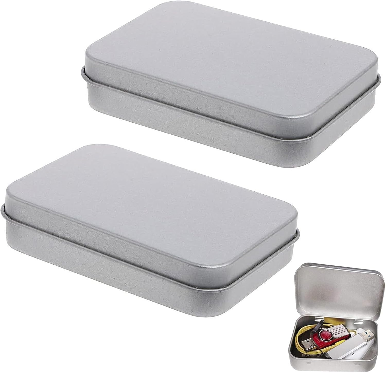 YUGUOLAN Pack of 2 Tin Cans with Lid, Metal Box, Metal Tins with Lid, Tin Cans with Lid, for DIY Use Home Organiser image number 3